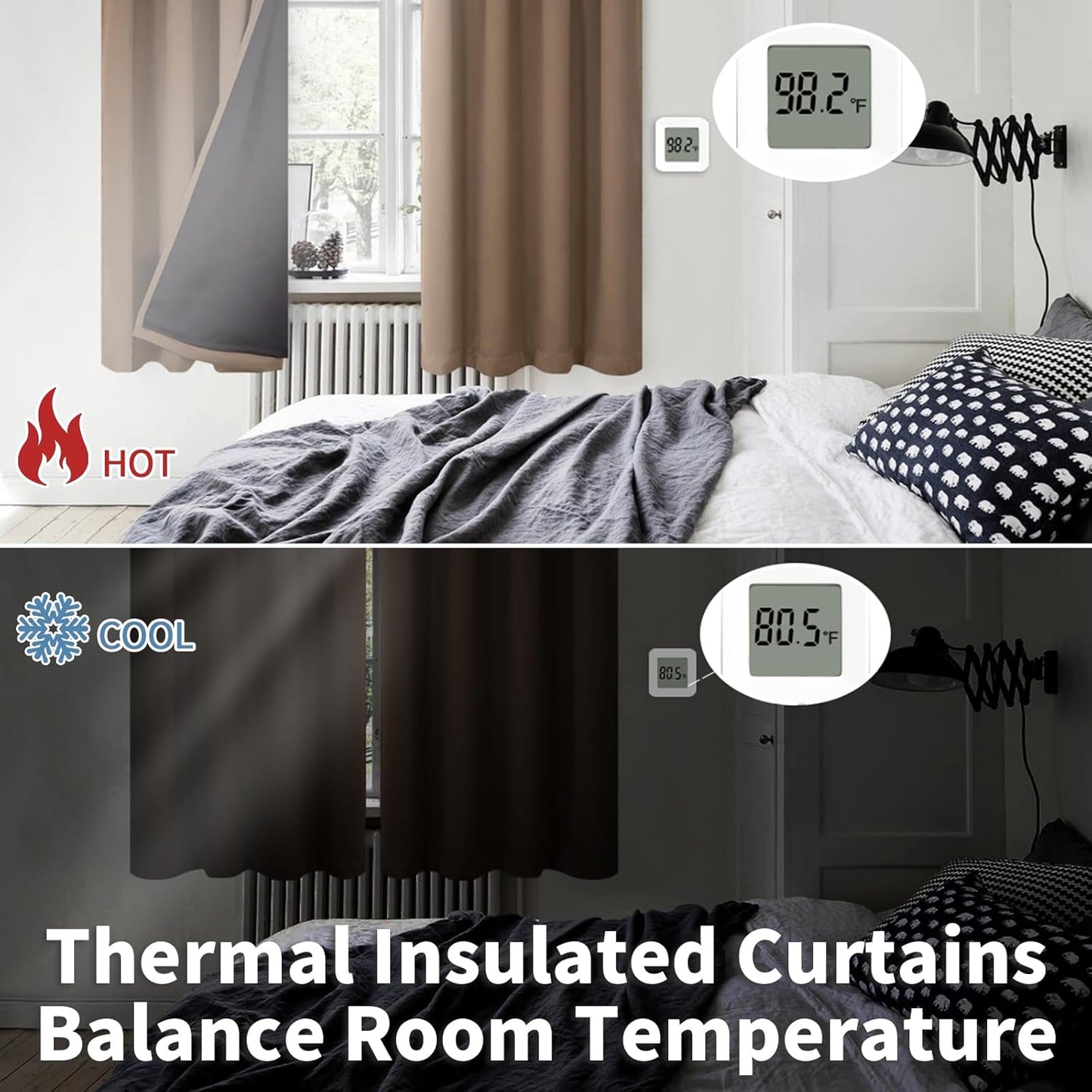 BGment Thermal Insulated 100% Blackout Curtains for Bedroom with Black Liner, Double Layer Full Room Darkening Noise Reducing Rod Pocket Curtain (52 x 84 Inch, Taupe, 2 Panels)