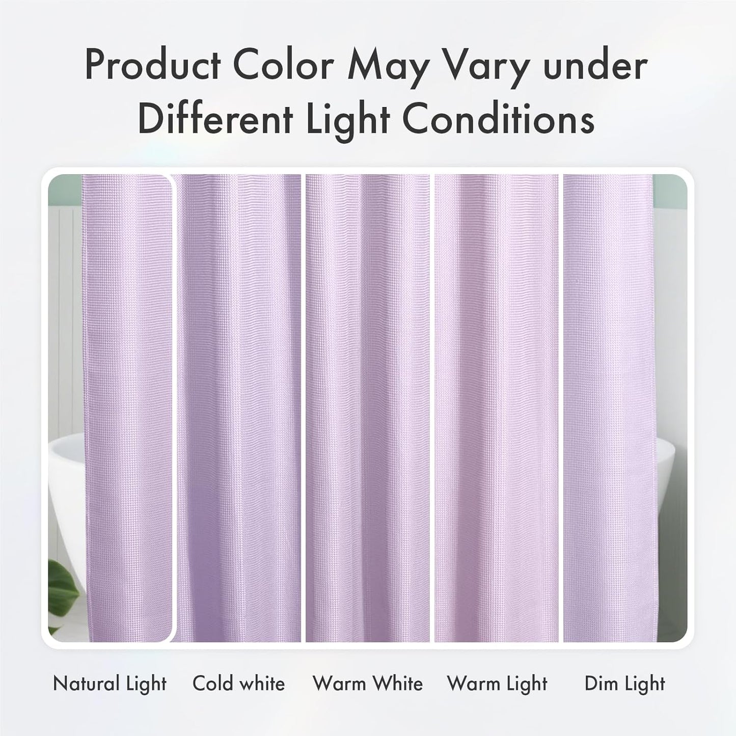 AmazerBath Light Purple Shower Curtain Waffle Textured, Lavender Shower Curtain Fabric Thick Heavy Duty 240GSM, Hotel Quality Bathroom Shower Curtains, Premium Polyester, 72 x 72 Inches