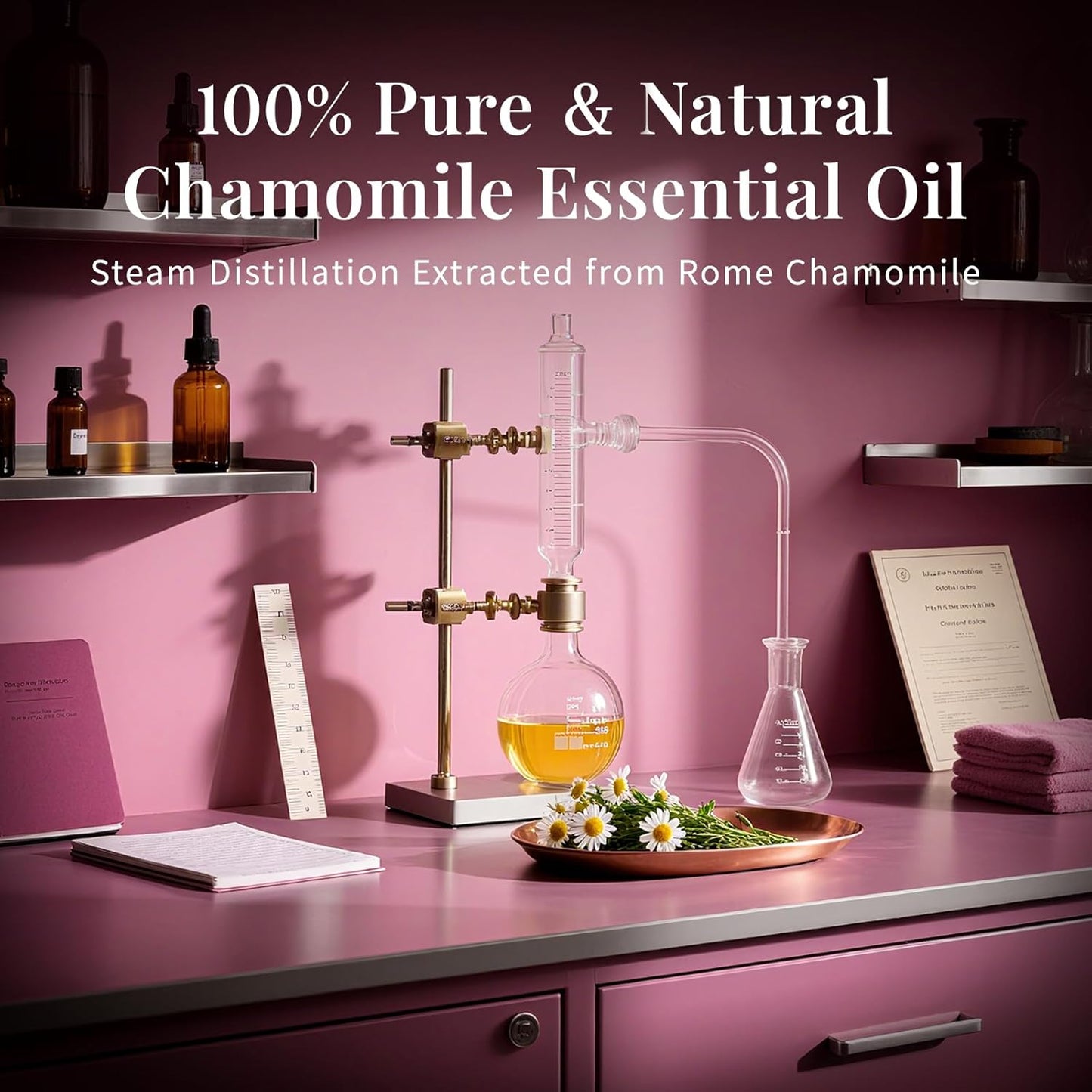 SU JUABA Chamomile Essential Oil 4 Oz, 100% Pure Natural for Relaxation, Skin Care, Massage, Sleep & Aromatherapy - 118ML