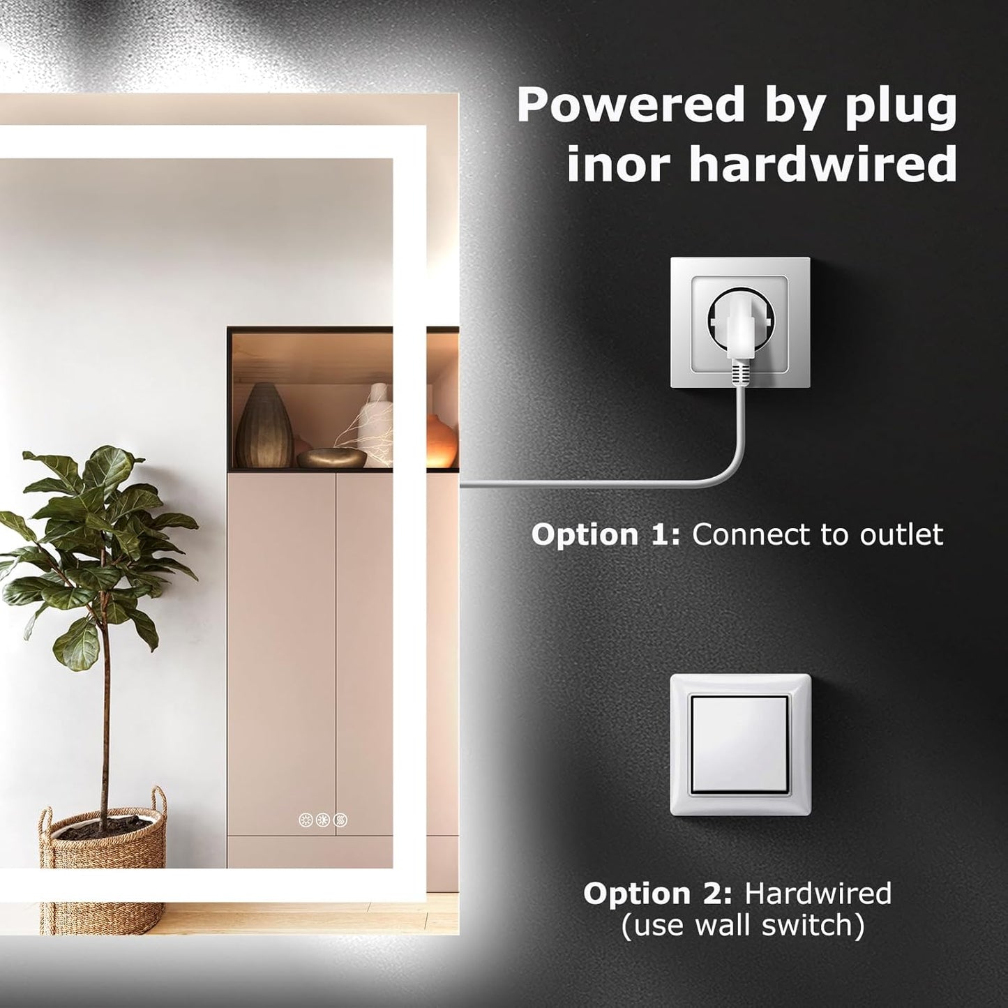 48X40 LED Bathroom Mirror with Lights, Anti-Fog, Dimmable, Backlit + Front Lit, Smart Bathroom Vanity Mirror, Memory Function, Shatterproof, Tempered Glass (Horizontal/Vertical)