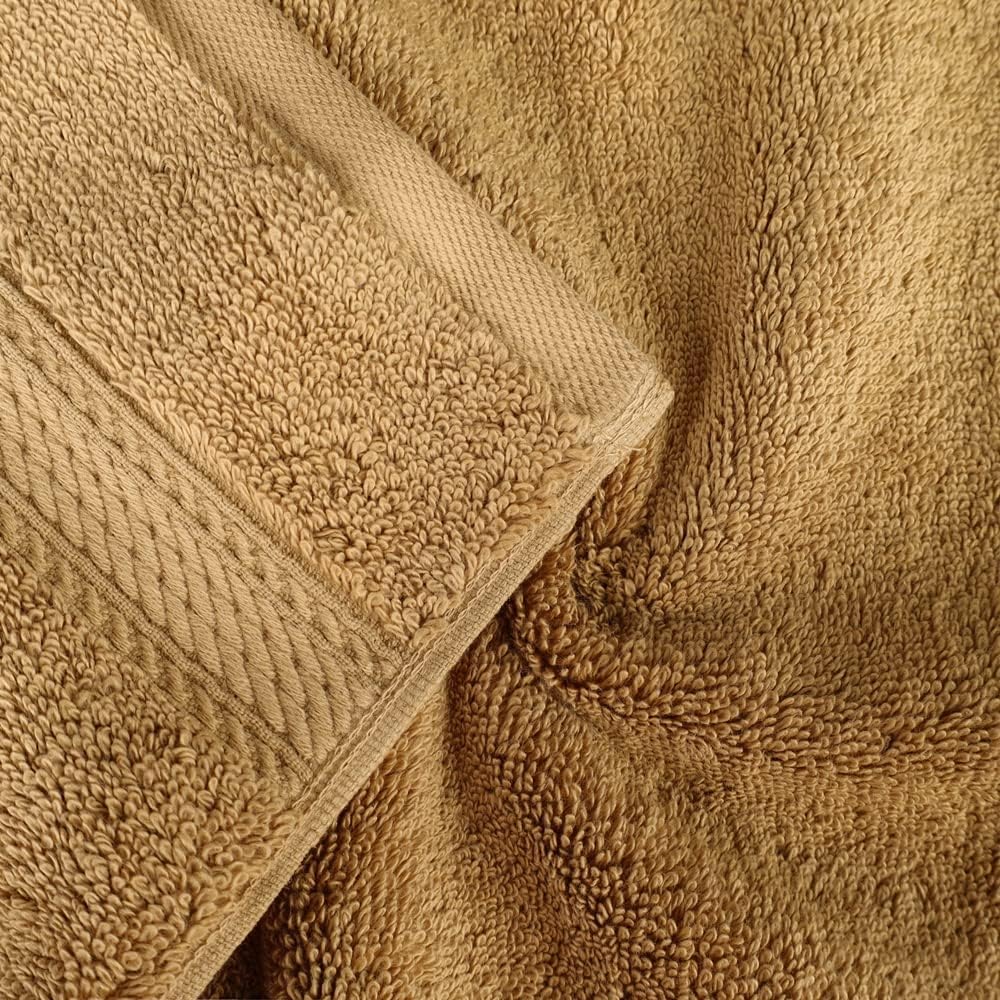 Superior Egyptian Cotton Pile Hand Towel Set of 4, Ultra Soft Luxury Towels, Thick Plush Essentials, Absorbent Heavyweight, Guest Bath, Hotel, Spa, Home Bathroom, Shower Basics, Toast