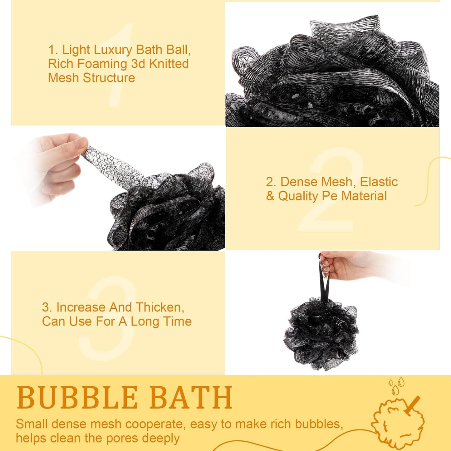 12 Pcs Halloween Bath Loofah Sponge Orange Black Loofah Exfoliating Body Scrubber Shower Sponge 50g Mesh Shower Pouf Balls Gift Set for Women Men Wedding Bathing Accessories(Gold and Black)