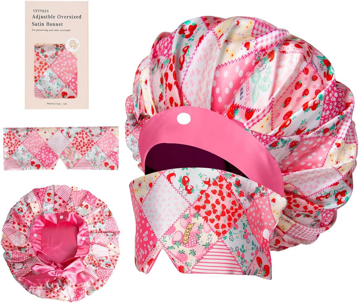 Pleated Silk Sleeping Bonnet with Eye Mask Double Layer Satin Hair Bonnets Sleep Cap for Curly Natural Hair