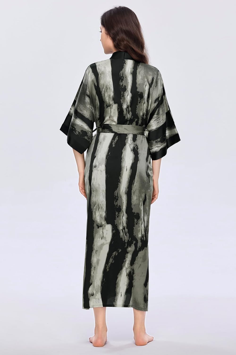 PRODESIGN Kimono Robe for Women - Long Satin Sleepwear Silky Kimono Cover-Up Nightgown Japanese Bathrobe Loungewear Blouse