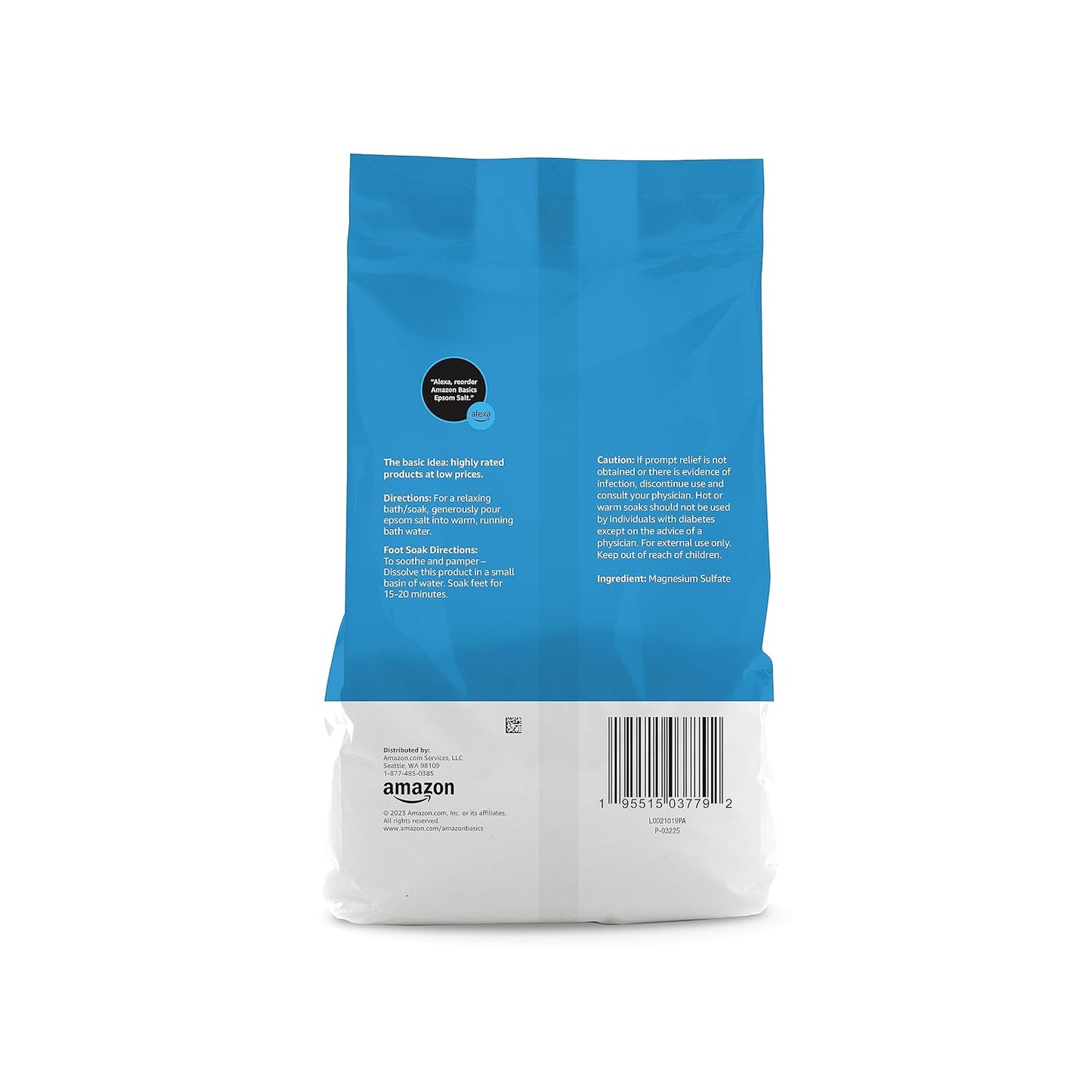 Amazon Basics Epsom Salt Soak, Unscented, Magnesium Sulfate USP, Muscle and Feet Relaxation, Soothing, 3 Pound, Pack of 1