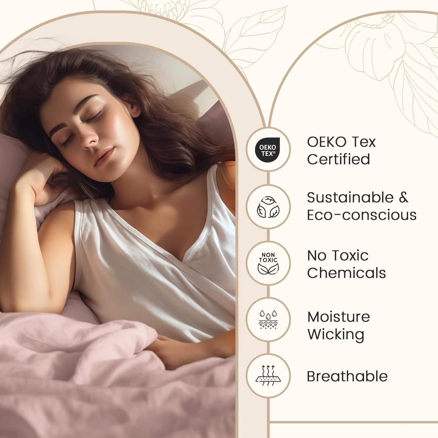 100% Cotton Bed Sheets Queen Size Bed Set, 800 TC 15" Deep Pocket Queen Sheet Set, Soft Breathable Sateen Weave Egyptian Cotton Sheets No Pill & Shrink, Machine Washable Pink Sheet- Sepia Rose