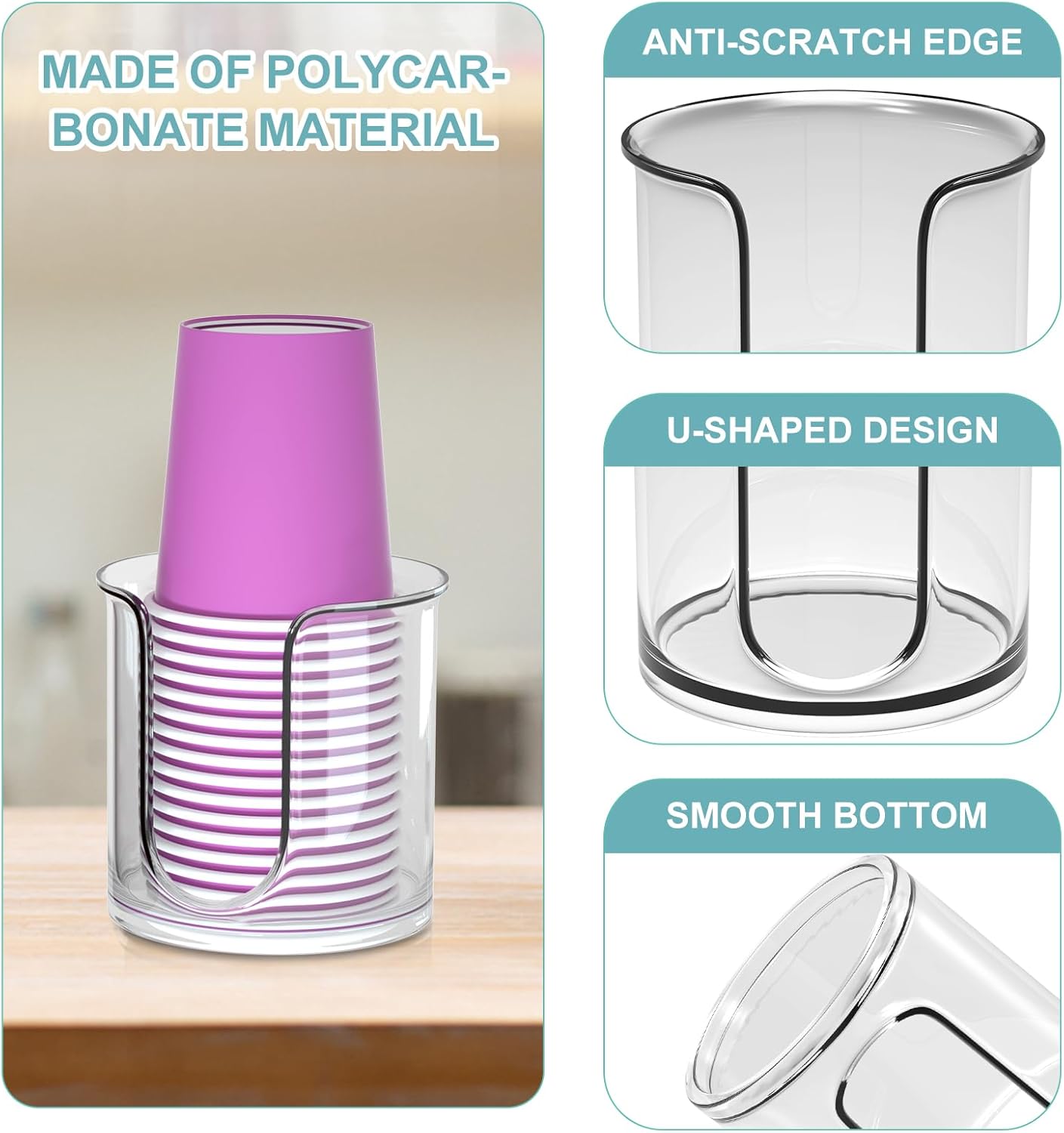 2 Pack Bathroom Cup Dispenser - Countertop 3 oz Bathroom Cup Holder for Dixie and Paper Cups - Mouthwash Cup Holder for 3oz Bathroom Cups（Clear）