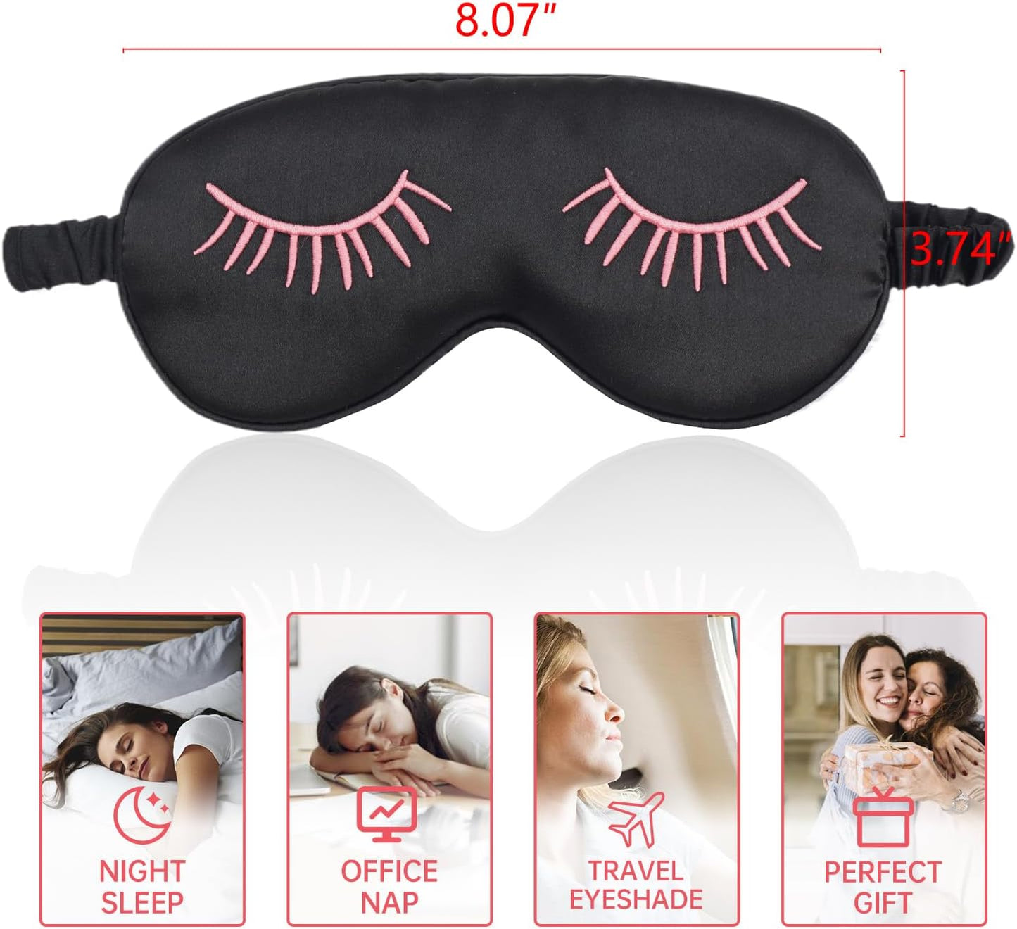 4 Pack Eye Mask for Sleeping Silky Funny Soft Satin Sleep Shade Cover Blindfold with Elastic Strap Travel Nap Blackout for Women Men