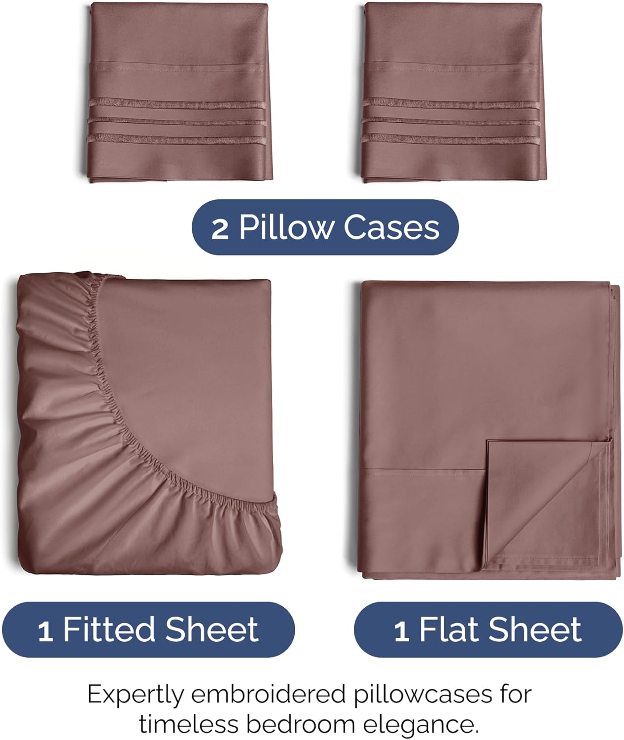 Full Size 4 Piece Sheet Set - Extra Soft, Breathable & Cooling Sheets - Hotel Luxury Durable Bed Sheets for Women And Men - Deep Pockets, Easy-Fit & Wrinkle-Free Sheets - Clay Oeko-Tex Bed Sheet Set