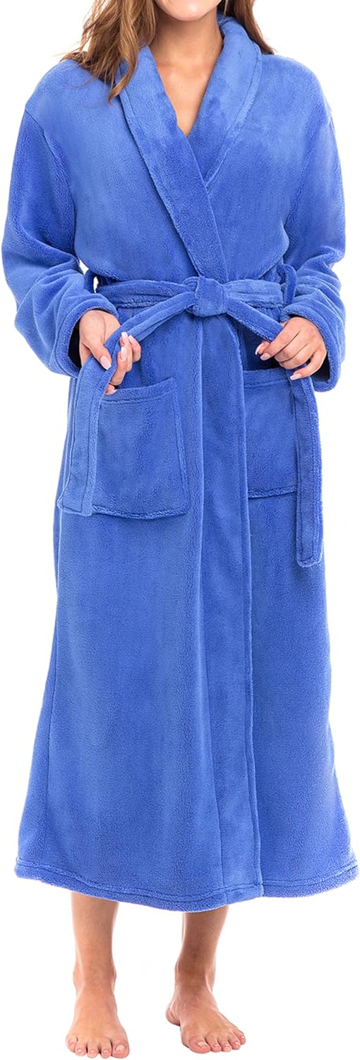 Alexander Del Rossa Plush Robe for Women, Long Fleece Winter Bath Robe, Plus Size