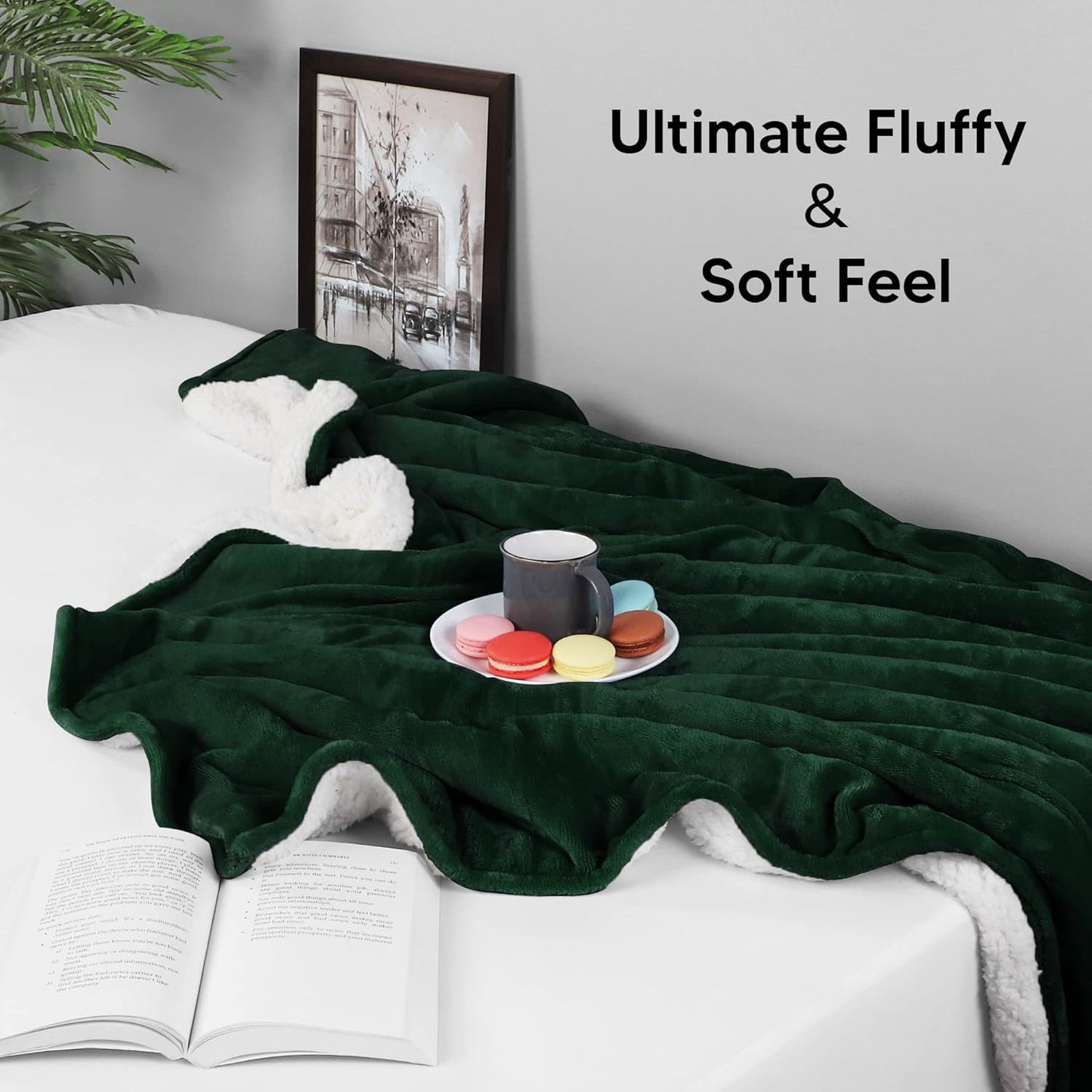 Utopia Bedding Sherpa Blanket Twin Size (Forest Green, 90x66 Inches) - Soft Lightweight Plush Fleece Reversible Blanket for Bed, Sofa, Couch, Camping and Travel