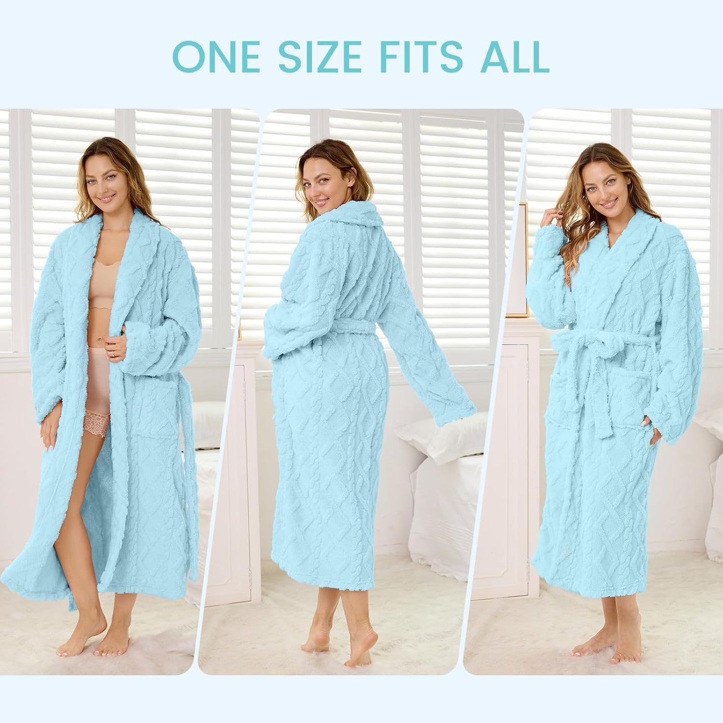 MIZZEO Microfiber Robes for Women, Cozy Soft Warm Plush Women Robe Plush Long Bathrobe