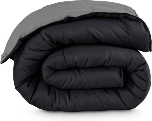Bare Home Oversized Queen Comforter - Reversible Colors - Goose Down Alternative - Ultra-Soft - Premium 1800 Series - All Season Warmth - Bedding Comforter (Oversized Queen, Black/Grey)