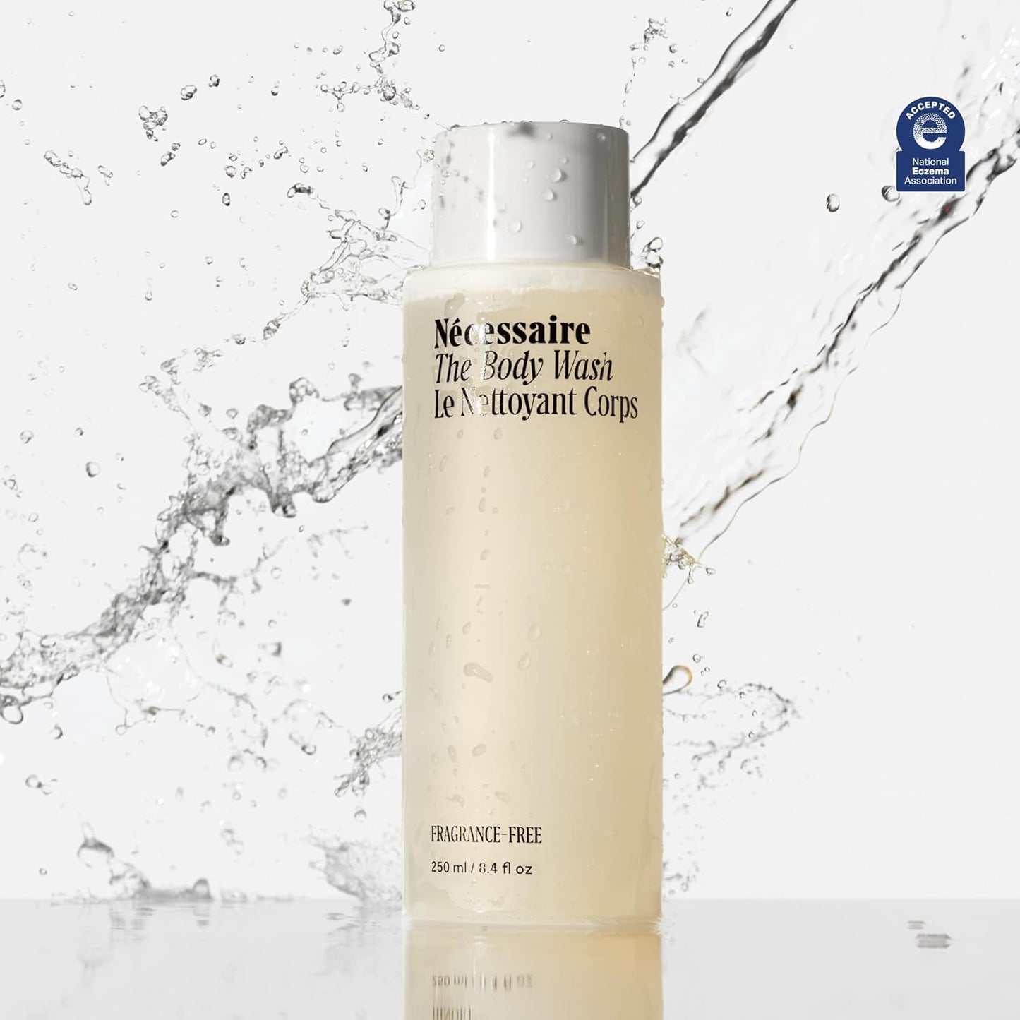 Nécessaire The Body Wash. Fragrance-Free. Multi-Vitamin Gel Cleanser. Nourish, Soften. Hypoallergenic. Dermatologist-Tested. No SLS/SLES. 250 ml / 8.4 fl oz