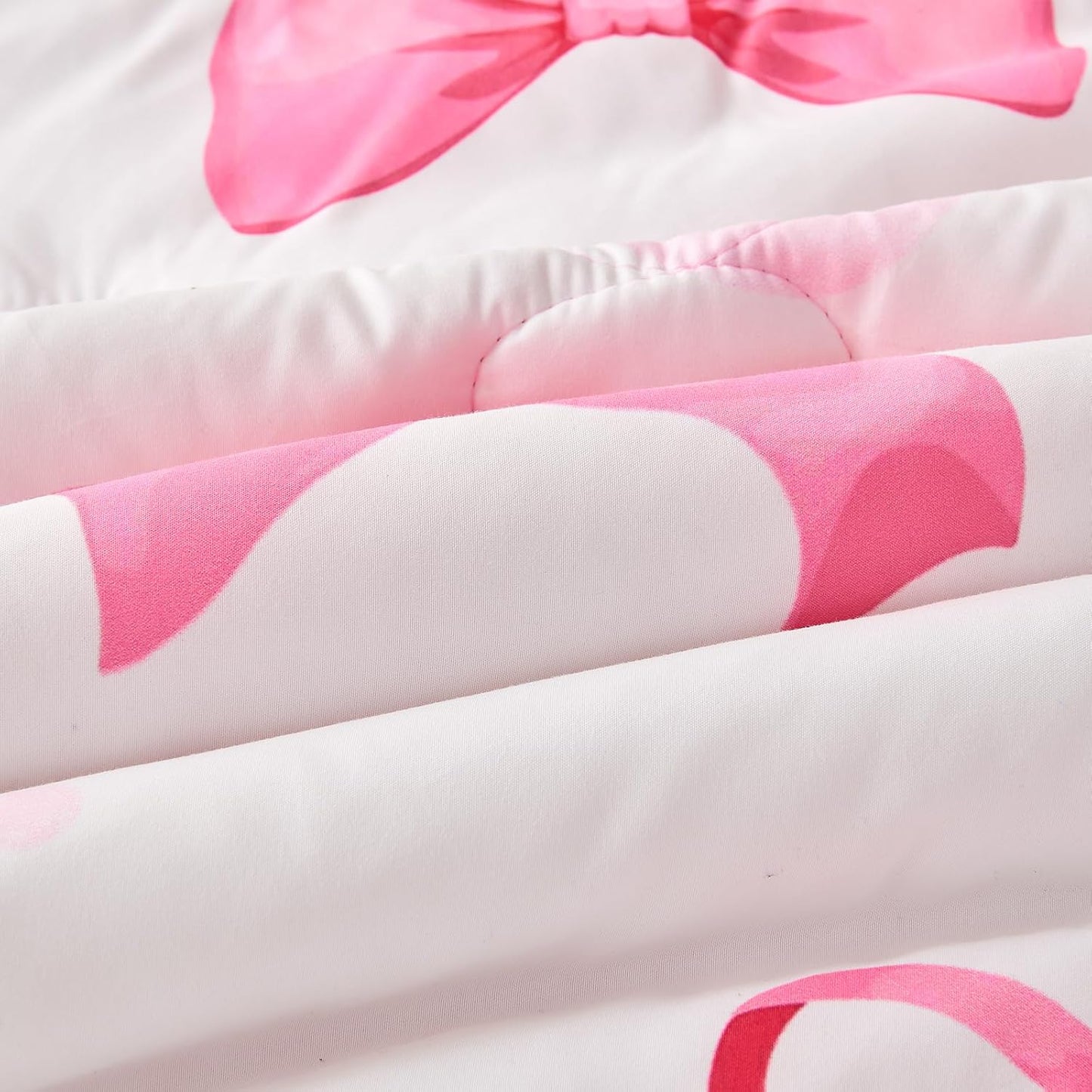 Wajade 7 Piece Pink Bow Bedding Set for Girls Kids Full Size Comforter Set with Sheet and 2 Pillowcases 2 Pillow Shams Cute Girls Bed in a Bag as Birthday Choice