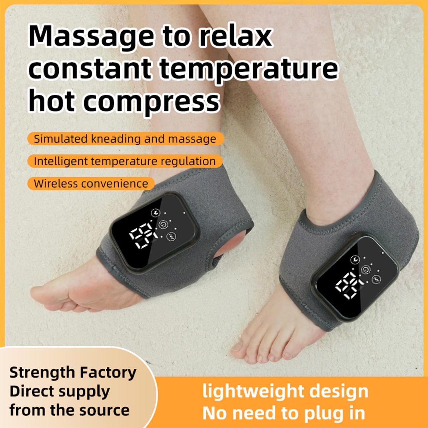 2PCS Naxir Foot Revive Massager, Portable Triple Method Ankle Wrap with 3 Vibration Modes