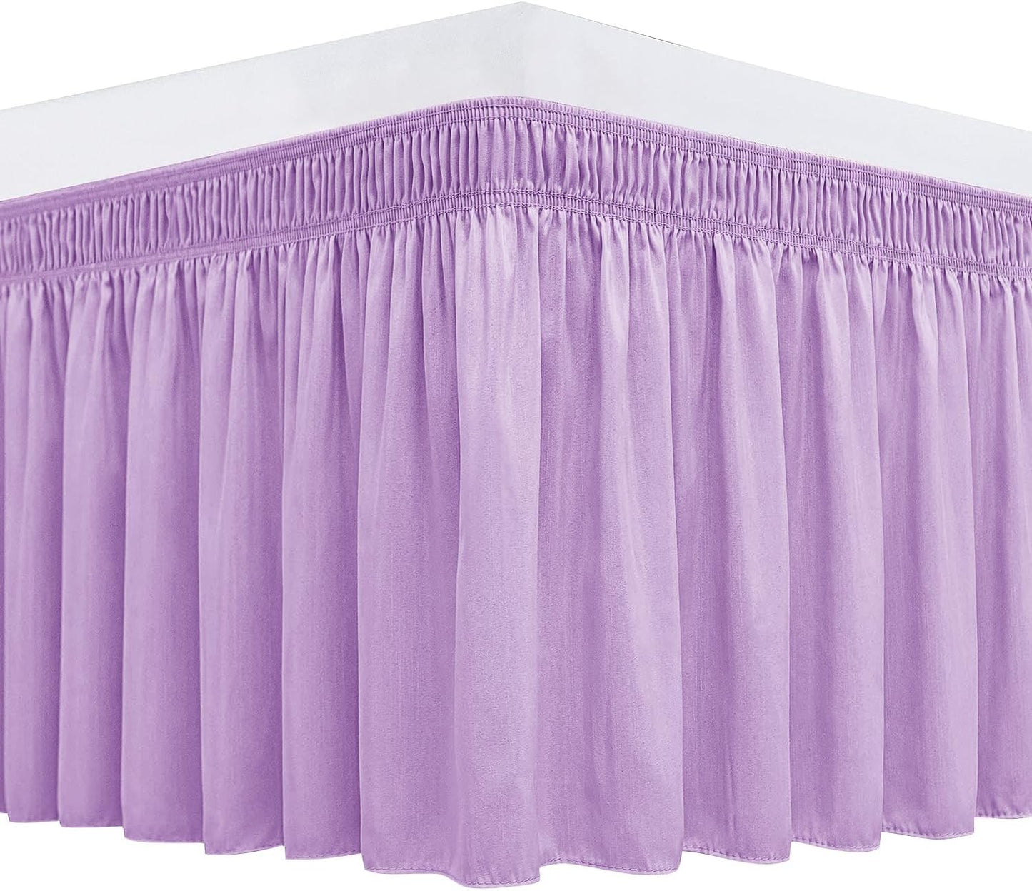 Biscaynebay Wrap Around Bed Skirts with Adjustable Belts for Full & Full XL Beds 15" Drop, Violet Elastic Dust Ruffles Silky Luxrious Fabric Machine Washable