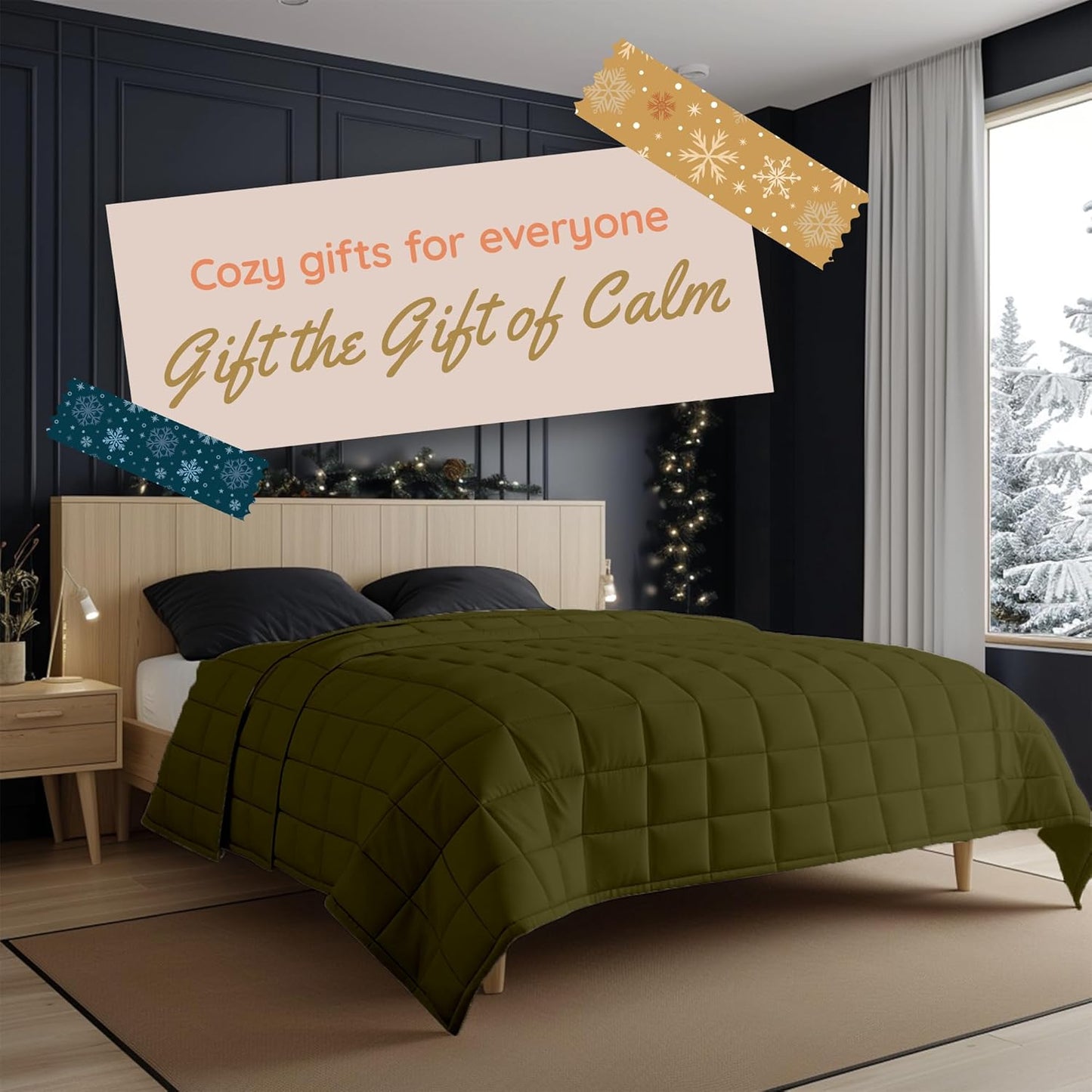 HomeSmart Weighted Blanket King Size 40 lbs, Heavy Weight, Oversized Heavy Blanket, Also Fits California King Beds, Olive Green