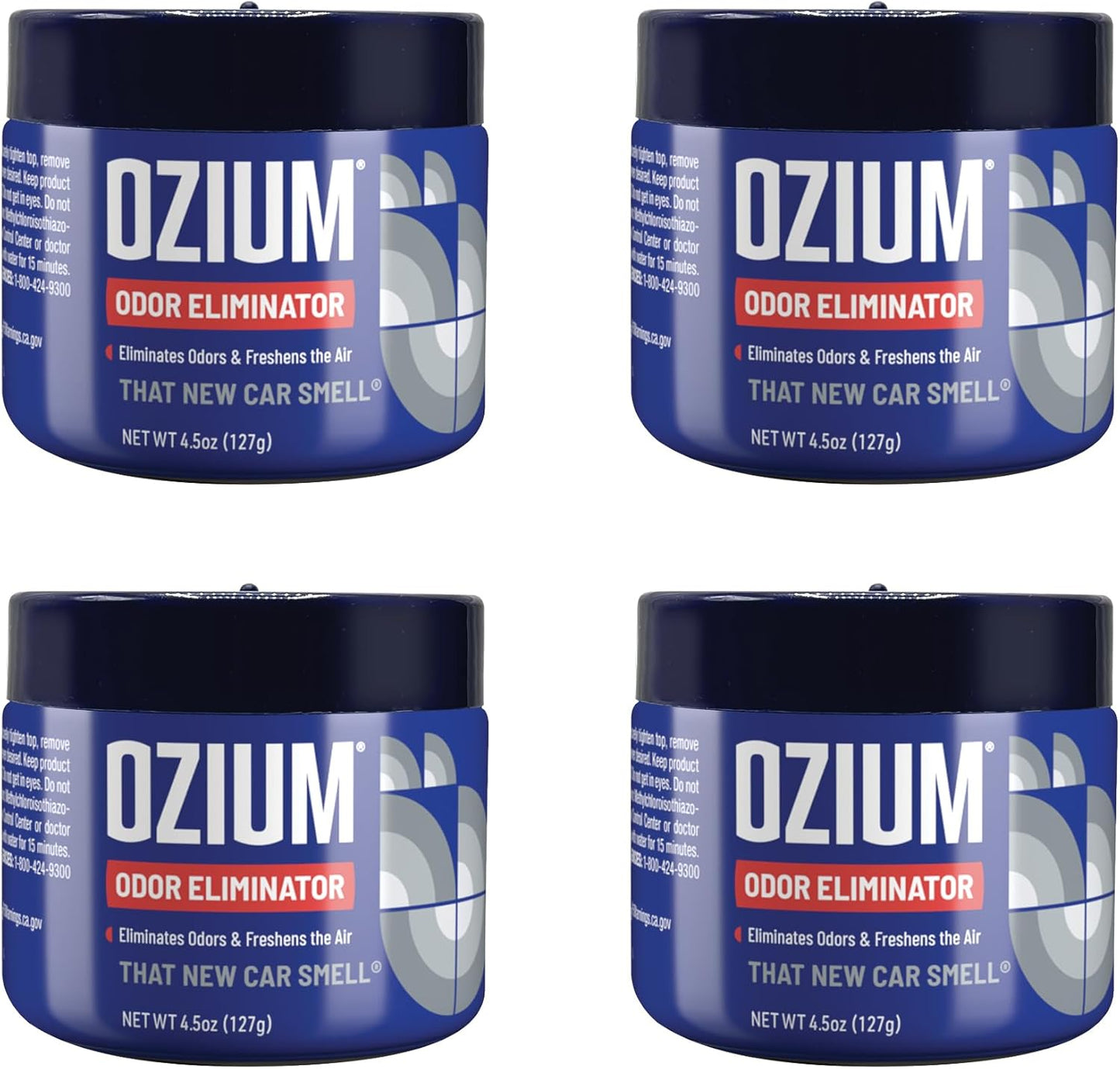 Ozium 4.5 Ounce 4 Pack Odor Eliminating Gel for Homes, Cars, Offices and More, New Car Smell