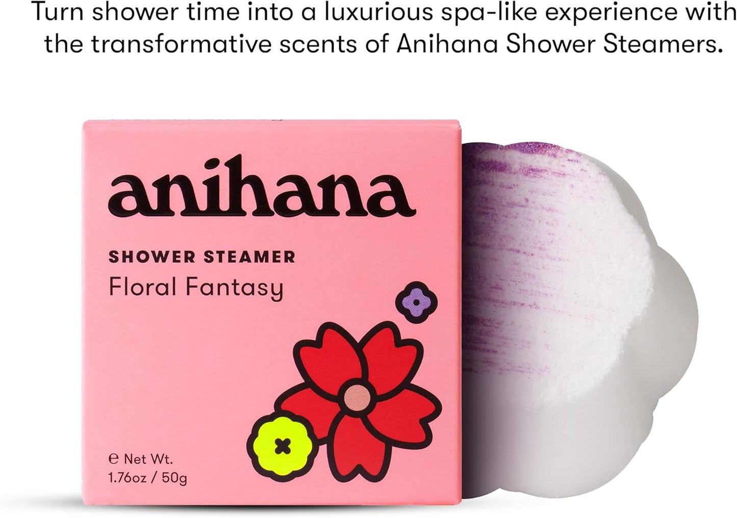 ANIHANA Shower Steamers 4 Pack, Paraben Free, Cruelty Free, Refreshing Floral Fantasy Scent, 1.76 oz Each
