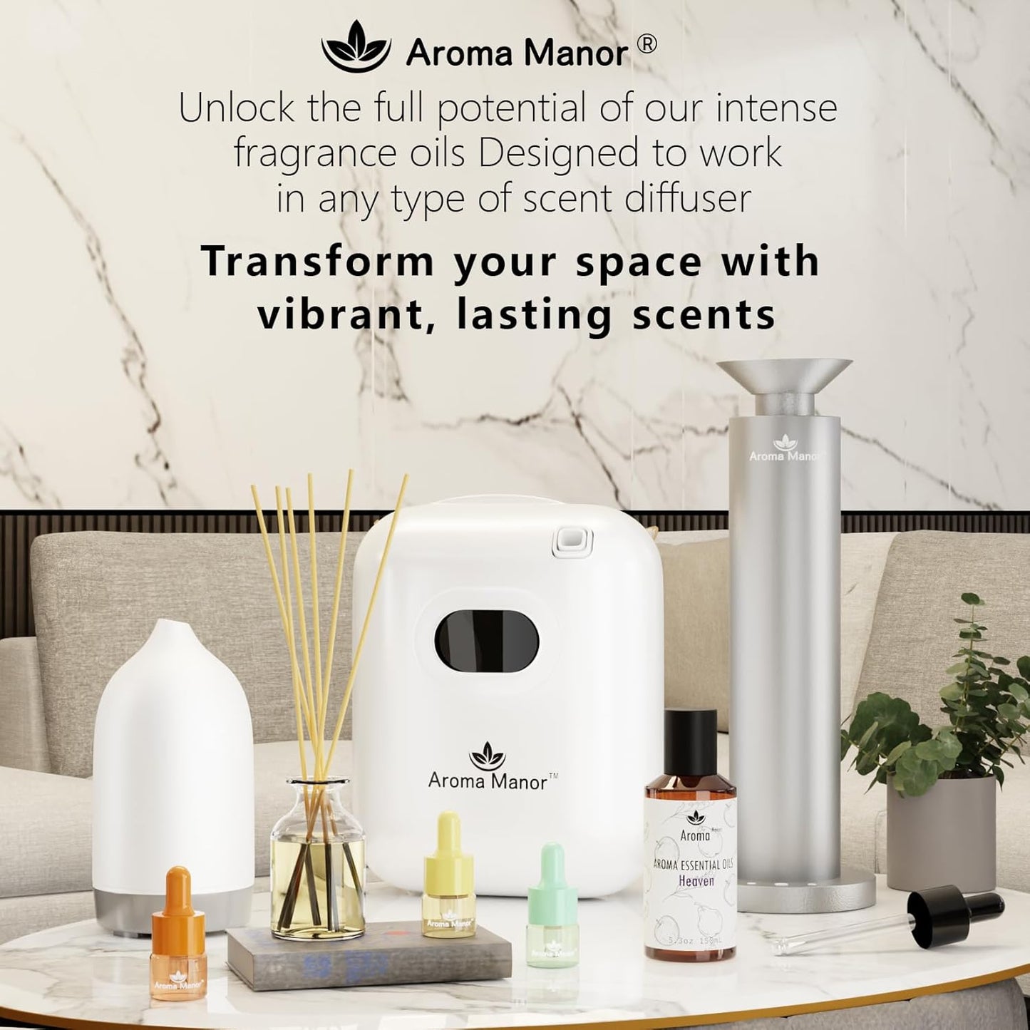 Hotel Diffuser Oil - Gardenia Essential Oils for Scent Air Cold Diffuser - Gardenia, Jasmine, Green Leaves, Lily of The Valley - Home Luxury Scents Aroma Fragrance