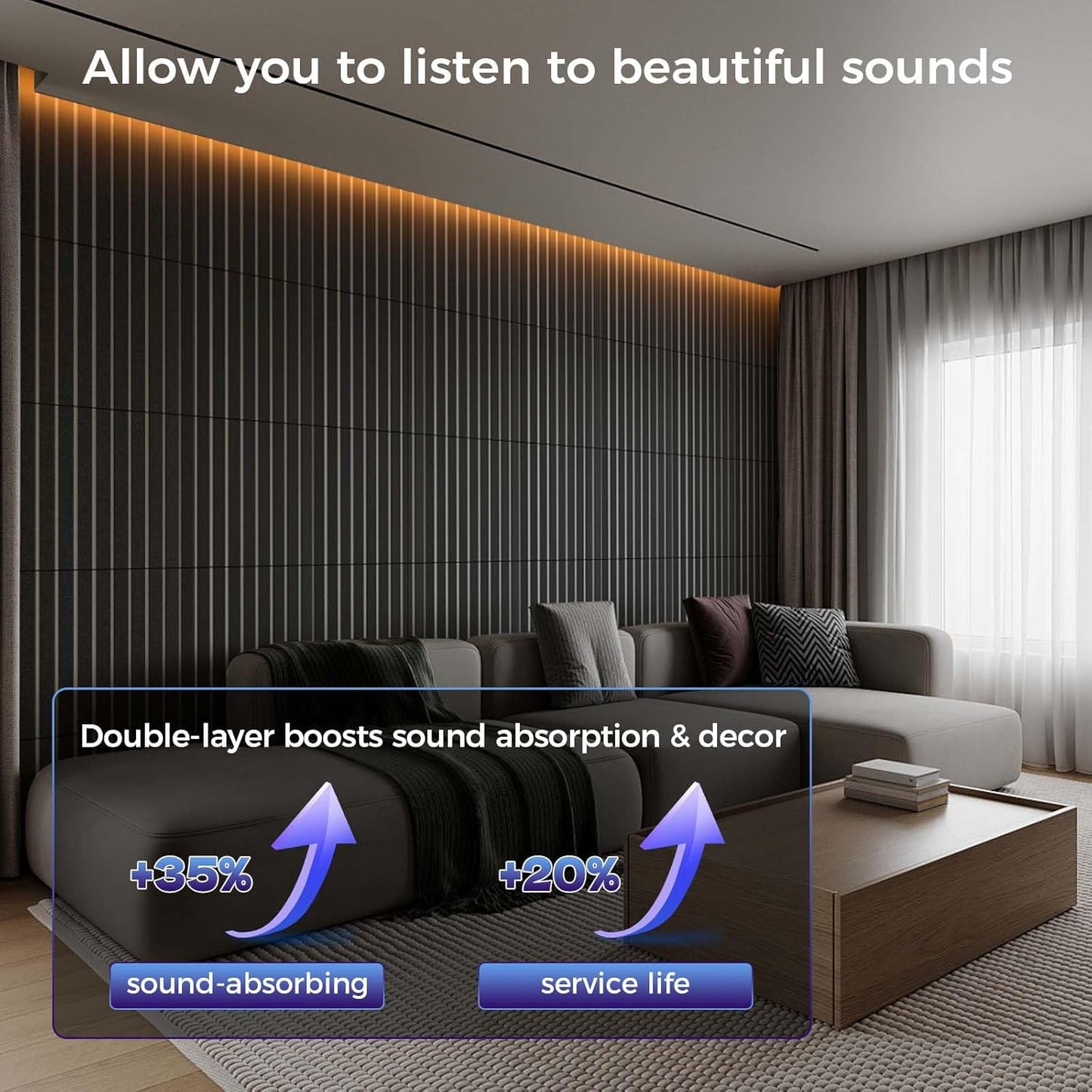 8 Pack 2-Layer Large Soundproof Wall Panels, 15.7 x 15.7 x 0.43 in Sound Proof Foam Panels for Walls, 0.9lb/ft³ High Density, 3D Acoustic Panels,Artistic Noise Dampening Panels Black&White