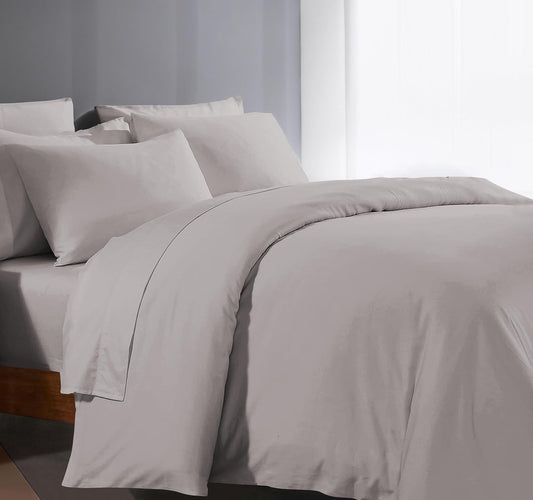 Egyptian Cotton Duvet Cover King Size 1000 Thread Count 1 Duvet Cover & 2 Pillow Shams Long Staple Quilt Silky Soft, Breathable With Zipper -3 Piece All Season Set for Comforter (Silver Grey)