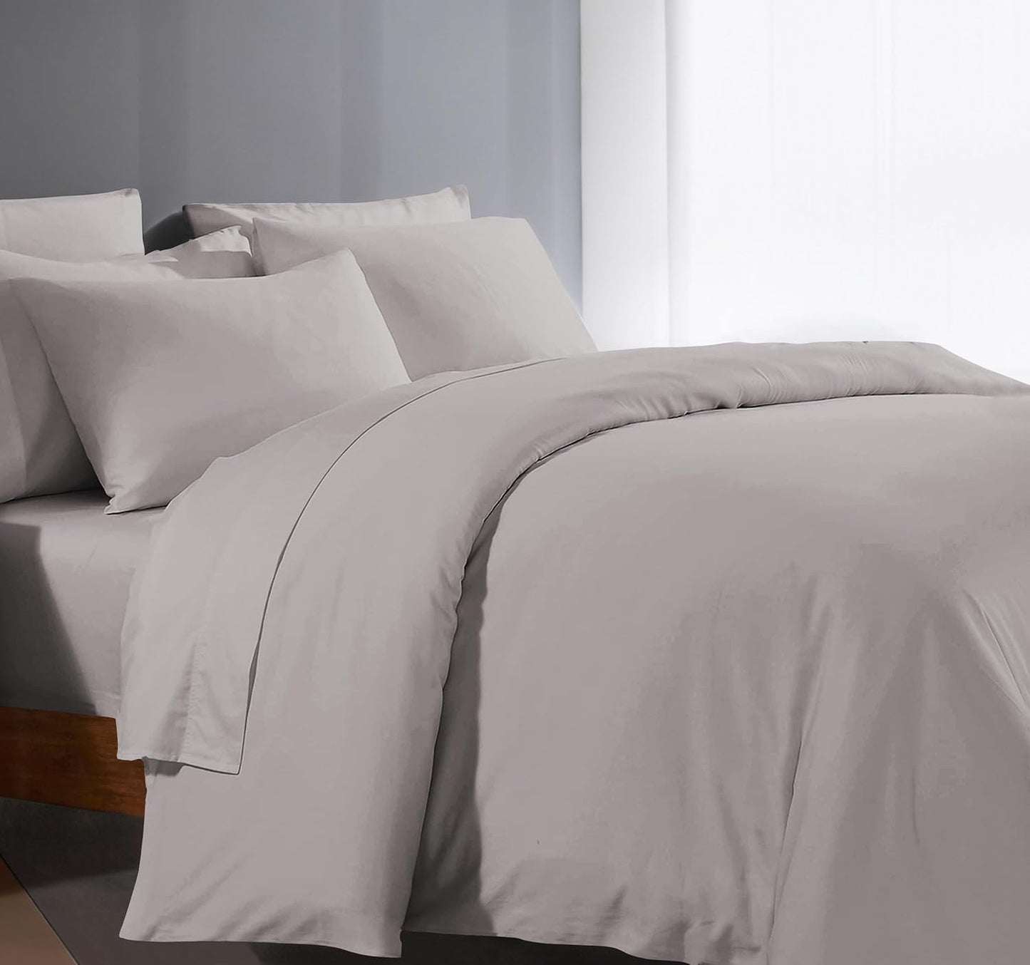 Queen Duvet Cover 1000 Thread Count 100% Egyptian Cotton Long Staple Quilt 1 Duvet Cover 2 Pillow Shams Solid Pattern Silky Soft, Breathable Cover Set 3 Piece Set for Comforter(Silver Grey)