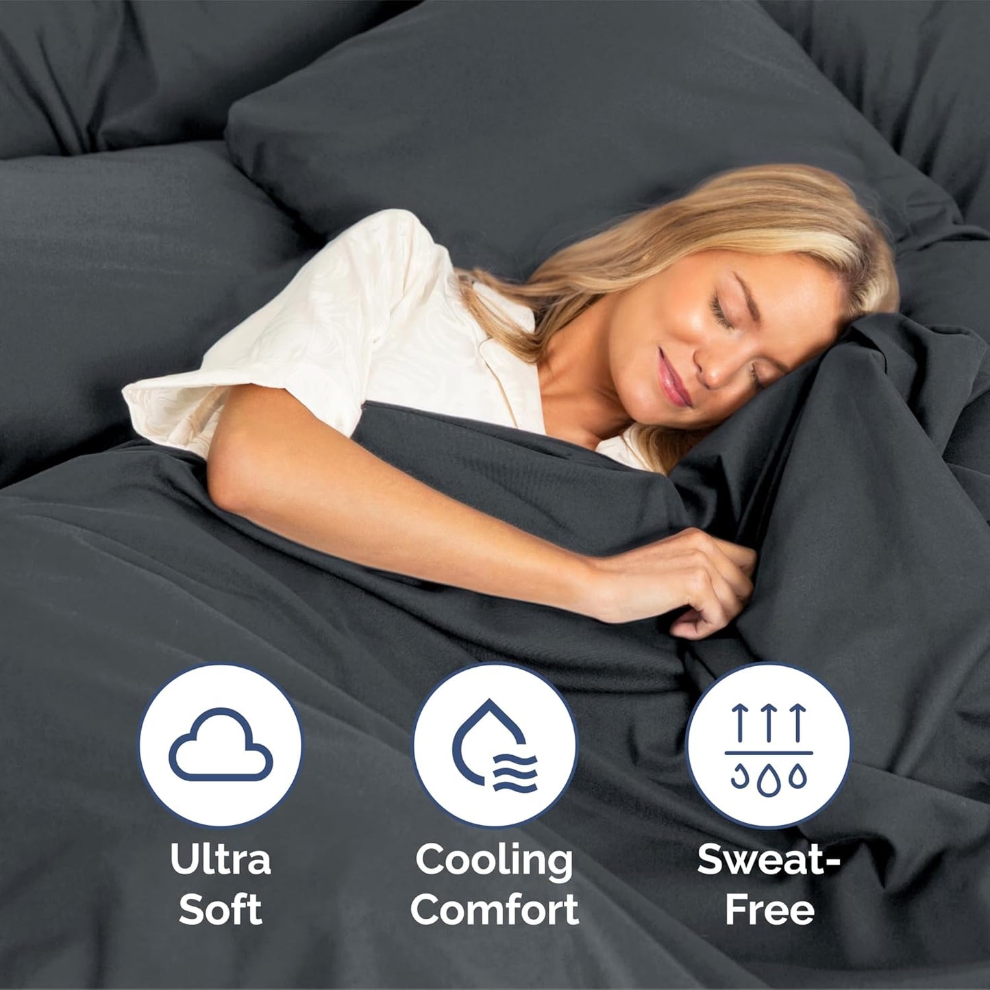 Queen Size 4 Piece Sheet Set - Extra Soft, Breathable & Cooling Sheets - Hotel Luxury Durable Bed Sheets for Women & Men - Deep Pockets, Easy-Fit & Wrinkle-Free Sheets - Slate Blue Oeko-Tex Bed Sheets