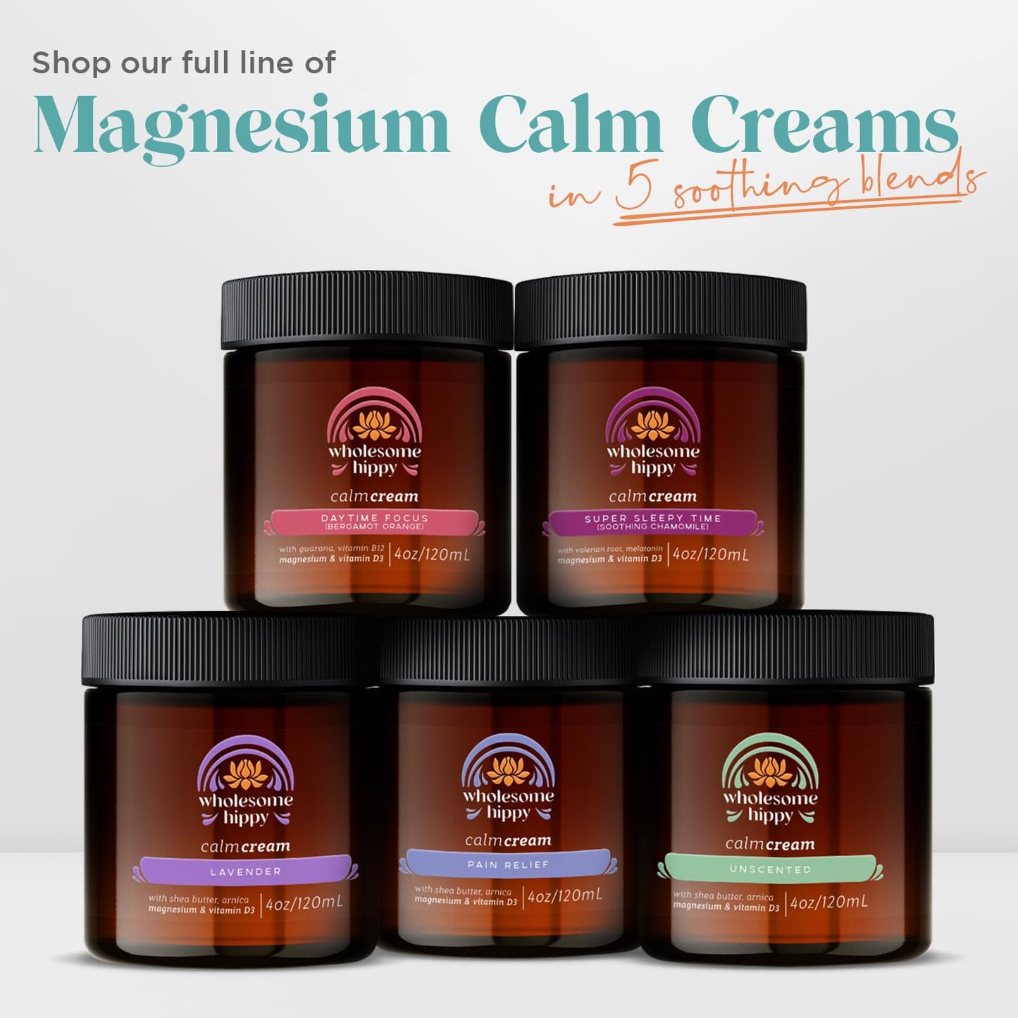 Wholesome Hippy Super Sleepytime Calm Cream – Nighttime Body Butter with Magnesium, Melatonin, Valerian & Chamomile – All Natural Moisturizer for Bedtime Routine – 4oz
