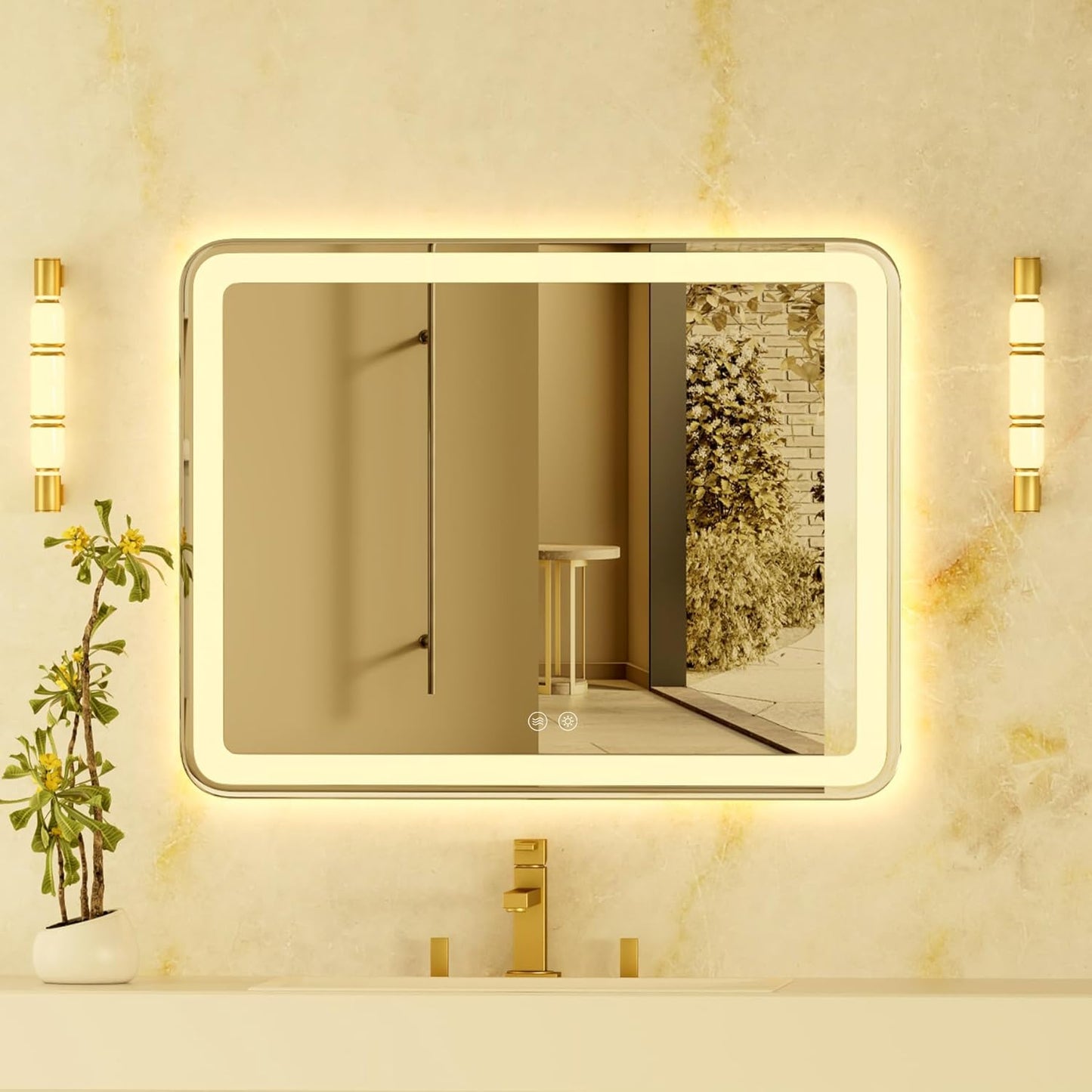 28x36 LED Bathroom Mirror, Lighted Bathroom Vanity Mirror with Stepless Dimmable, 3 Colors, Anti-Fog, Front and Back Lighted Mirror for Wall