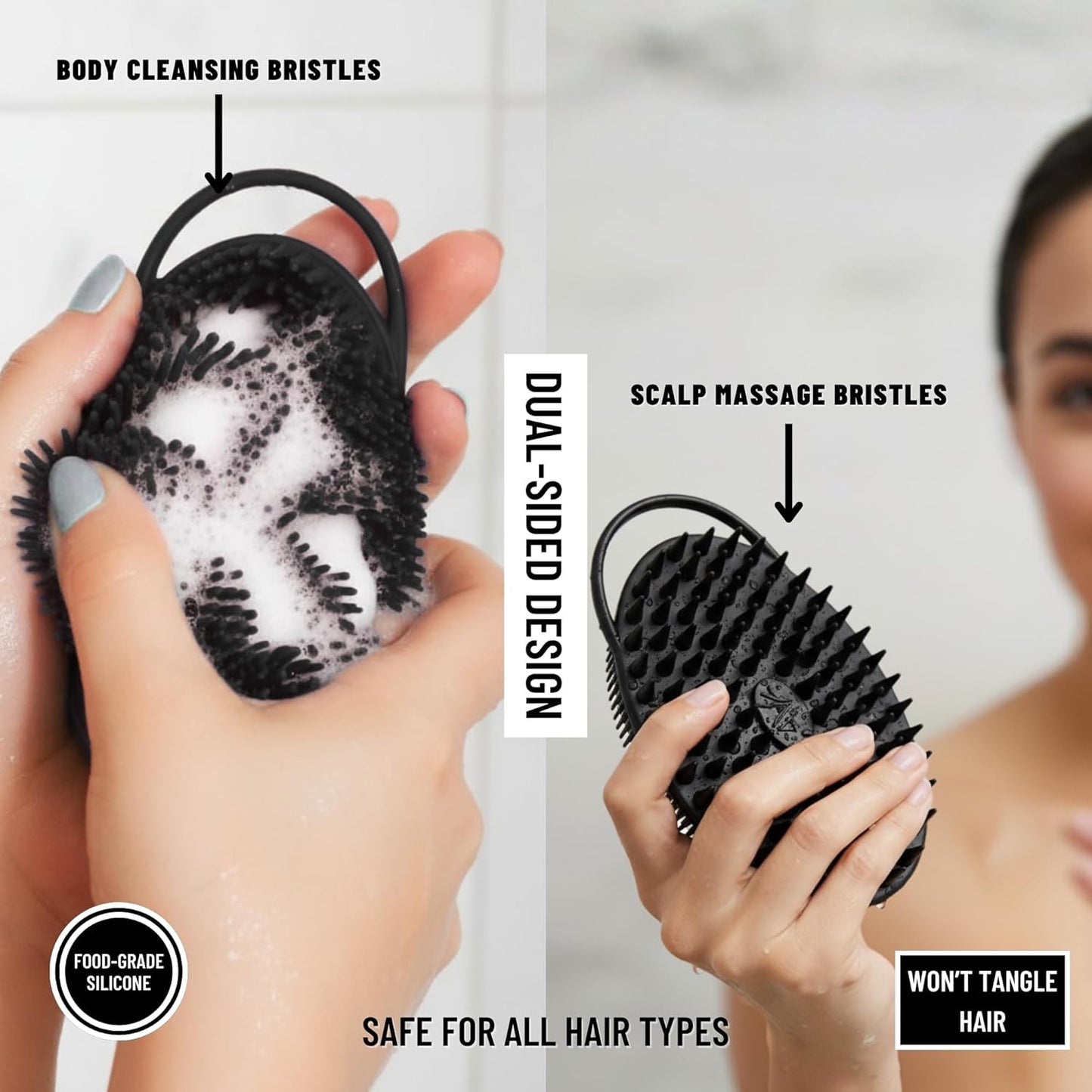 Scalp Massager Shampoo Brush Silicone - Hair Scrubber Shower Tool - Avilana Scalp Exfoliator Head Massage Brush - Gentle Daily Cleansing All Hair Types - Gift Women Men