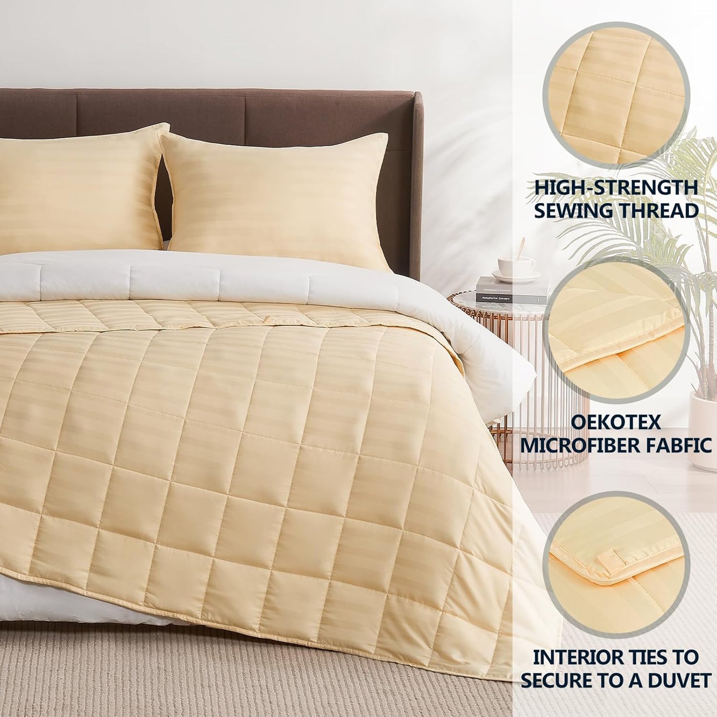 Weighted Blanket Queen Size (60"x80" 15lbs),Ultra Soft and Cozy Cooling Weighted Blanket Queen Size for Adult,Heavy Blanket with Machine Washable Soft Blanket, Beige