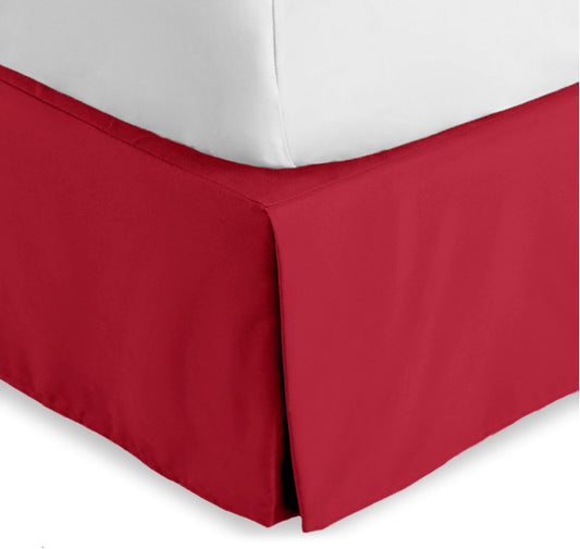 Bare Home King Bed Skirt - 15-Inch Tailored Drop Easy Fit - Bed Skirt for Beds - Center & Corner Pleats (King, Red)