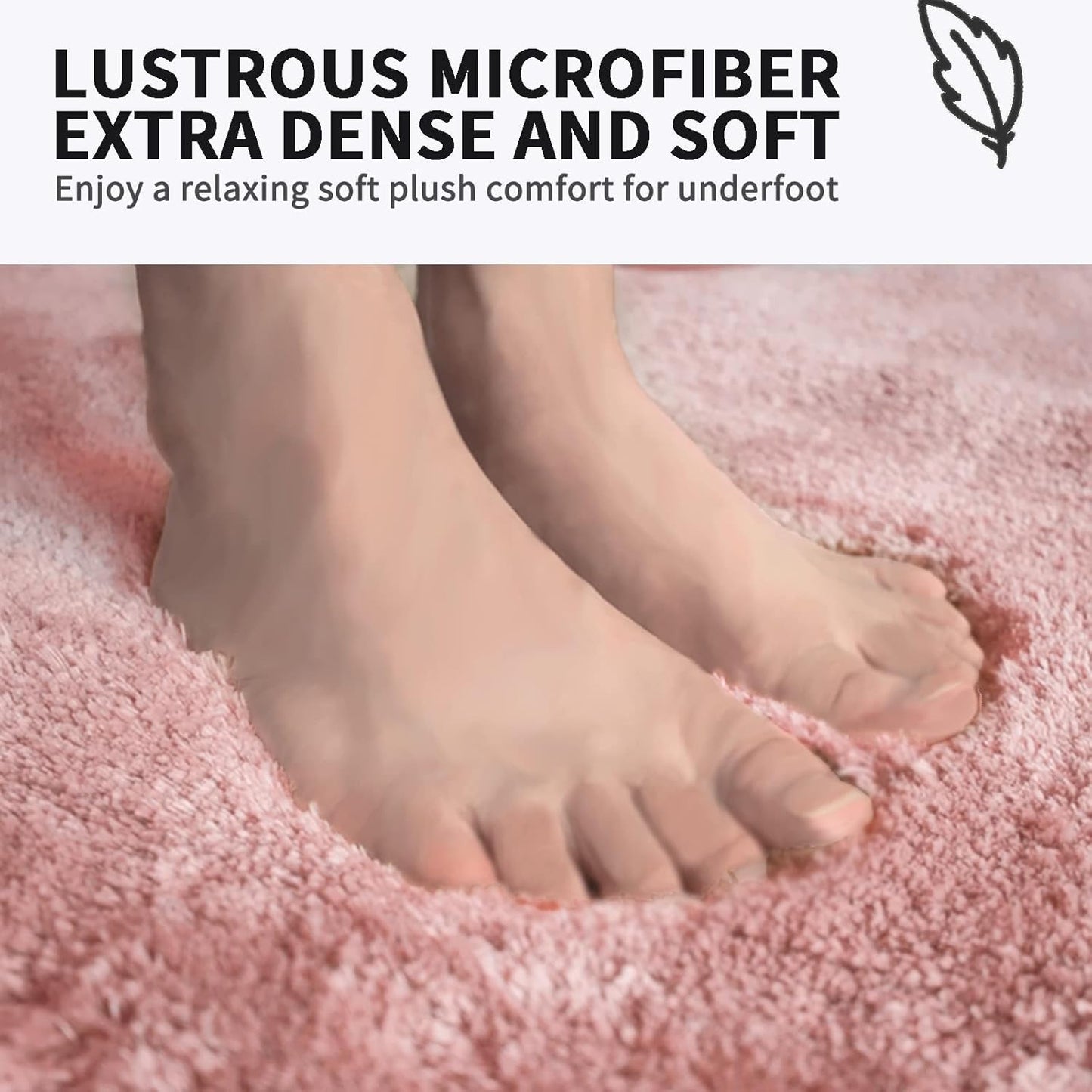 FIFU Bathroom Runner Rug 24" W x 48" L, Bath Mats for Bathroom, Bedroom & Kitchen, Non-Slip Rubber Latex Backing, Comfort & Soft Shower Bathmat & Carpet for Sink, Home & Hallways, Pink