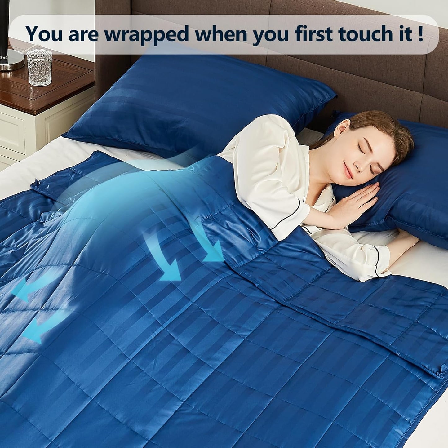 Weighted Blanket Twin Size (48"x72" 15lbs),Ultra Soft and Cozy Cooling Weighted Blanket Twin Size for Adult,Heavy Blanket with Machine Washable Soft Blanket, Navy Blue