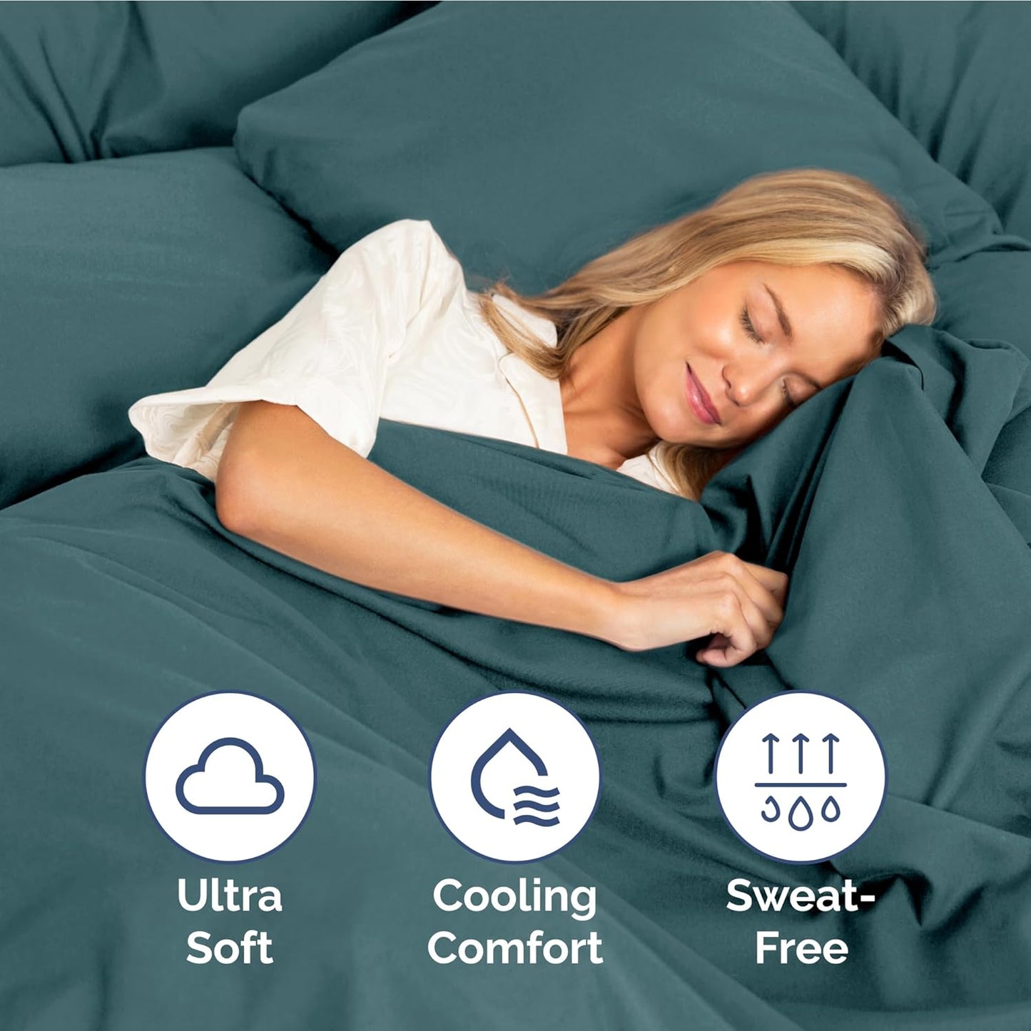 Full Size 4 Piece Sheet Set - Extra Soft, Breathable & Cooling Sheets - Hotel Luxury Durable Bed Sheets for Women & Men - Deep Pockets, Easy-Fit & Wrinkle-Free Sheets - Deep Teal Oeko-Tex Bed Sheets