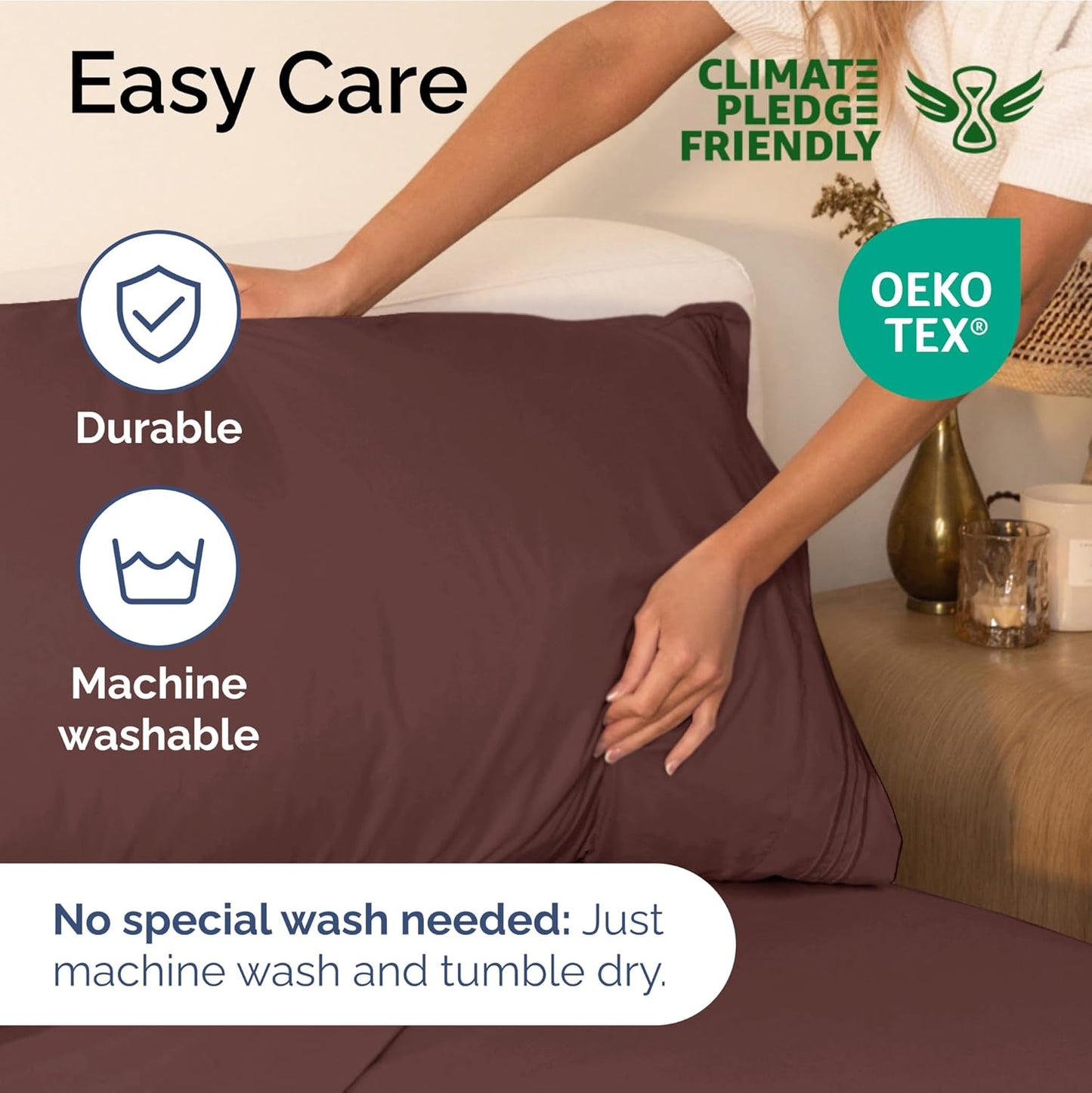 Full Size 4 Piece Sheet Set - Extra Soft, Breathable & Cooling Sheets - Hotel Luxury Durable Bed Sheets for Women & Men - Deep Pockets, Easy-Fit & Wrinkle-Free Sheets - Dark Russet Oeko-Tex Bed Sheets