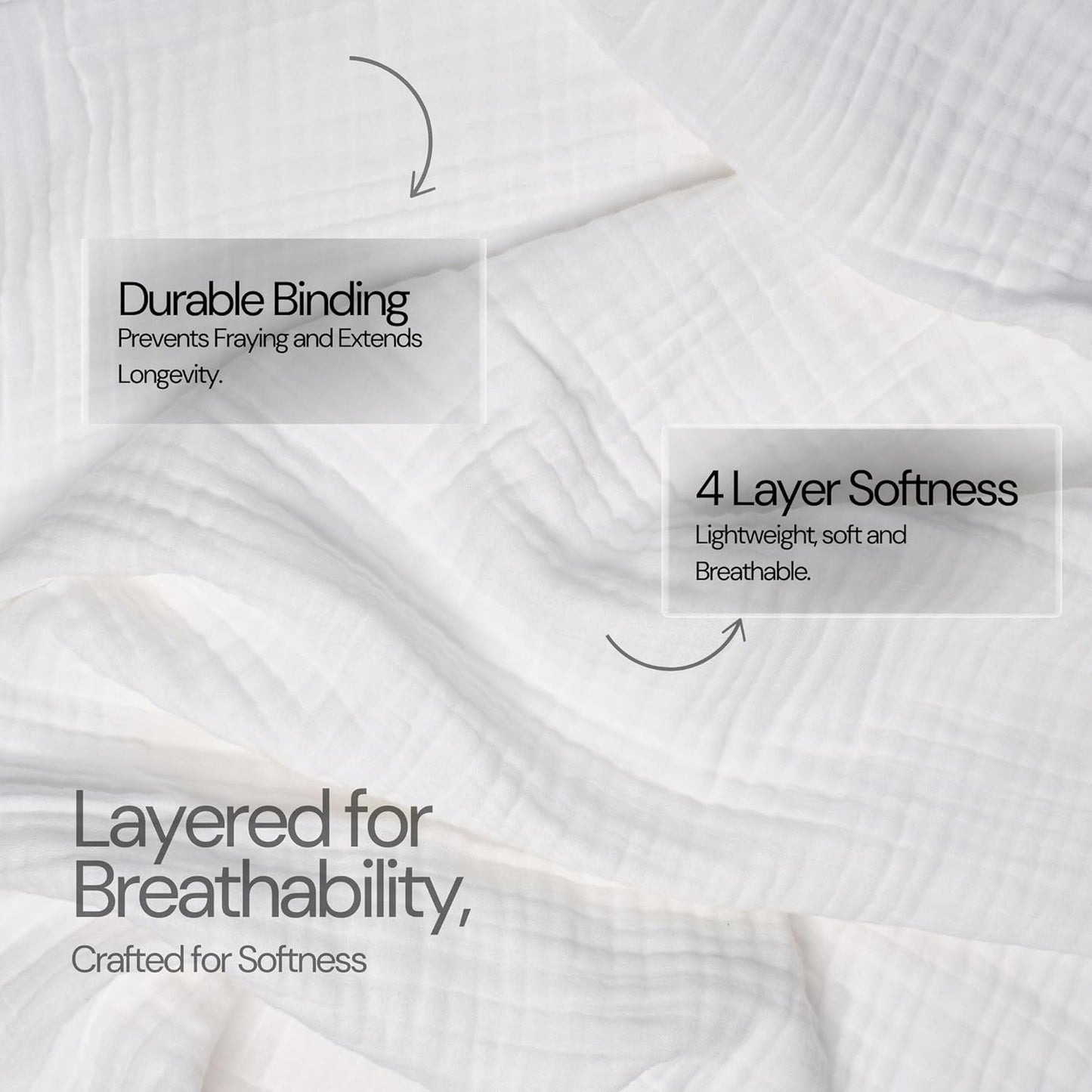 Salt Earth 100% Cotton Muslin Throw Blanket Gauze Blanket 55"X75" Twin, 4 Layered for Couch, Bed, Living Room,Lightweight & All Season Blankets & Throws, Easy to wash, Nature & Skin Friendly(White)