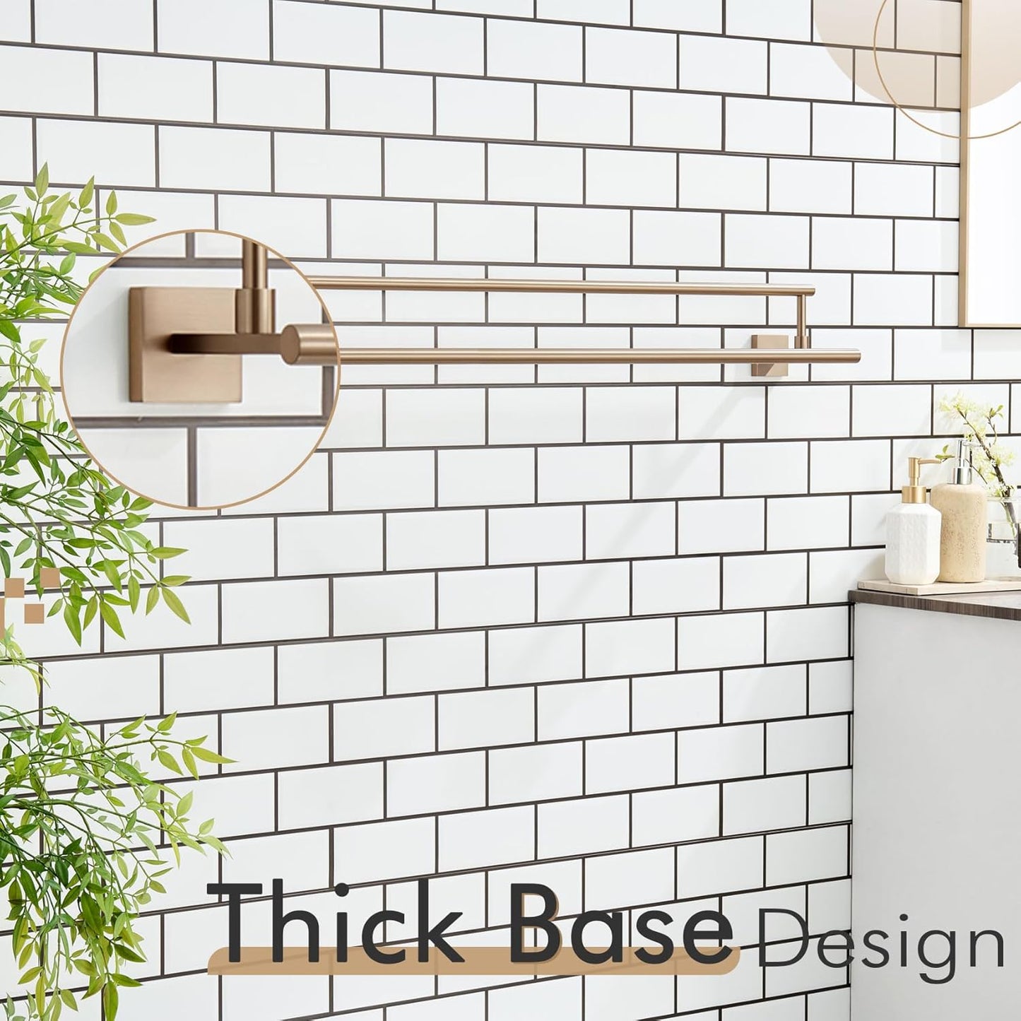 KOKOSIRI Towel Bars 36-Inch Bathroom Towel Holder Champagne Bronze Double Bath Towel Racks Wall Mounted Stainless Steel B5009CPG-L36