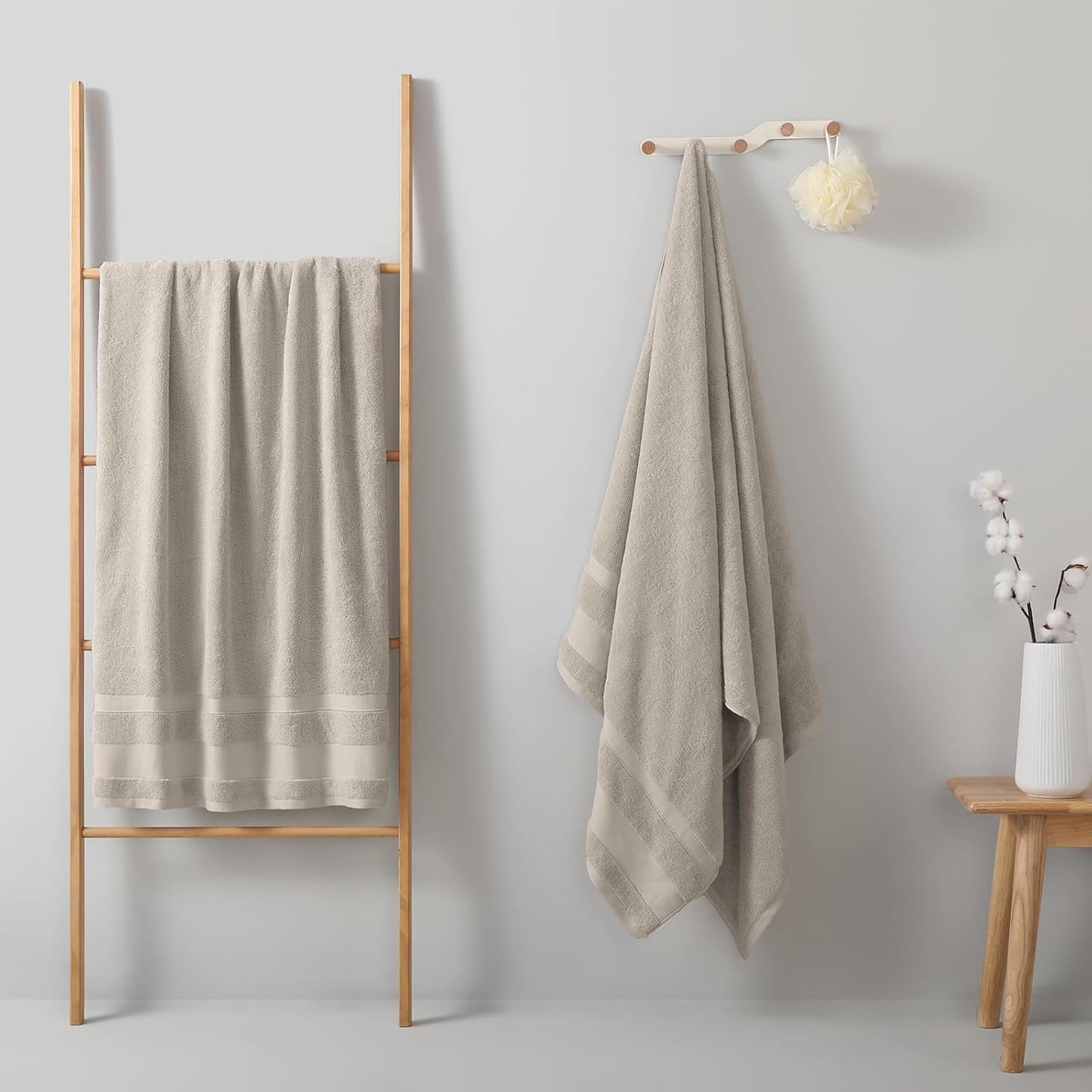 REDKISS 100% Cotton Bath Towels Set of 2, Extra Large Bath Sheets 35 X 70 Inches, 800 GSM, Quick Dry, Ultra Soft & Super Absorbent Bathroom Towel Sets for Bathroom, Gym, Spa, Pool & Hotel, Camel
