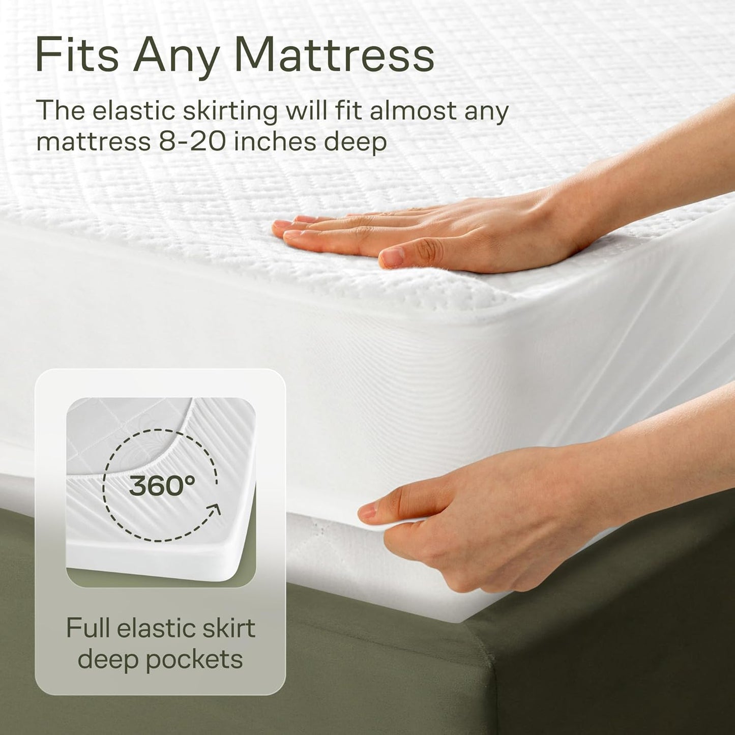 100% Waterproof King Mattress Protector - 360 Protection Against Spills, Stains & Accidents for Parents & Pet Owners - Noiseless & Cooling Viscose Made from Bamboo (White)