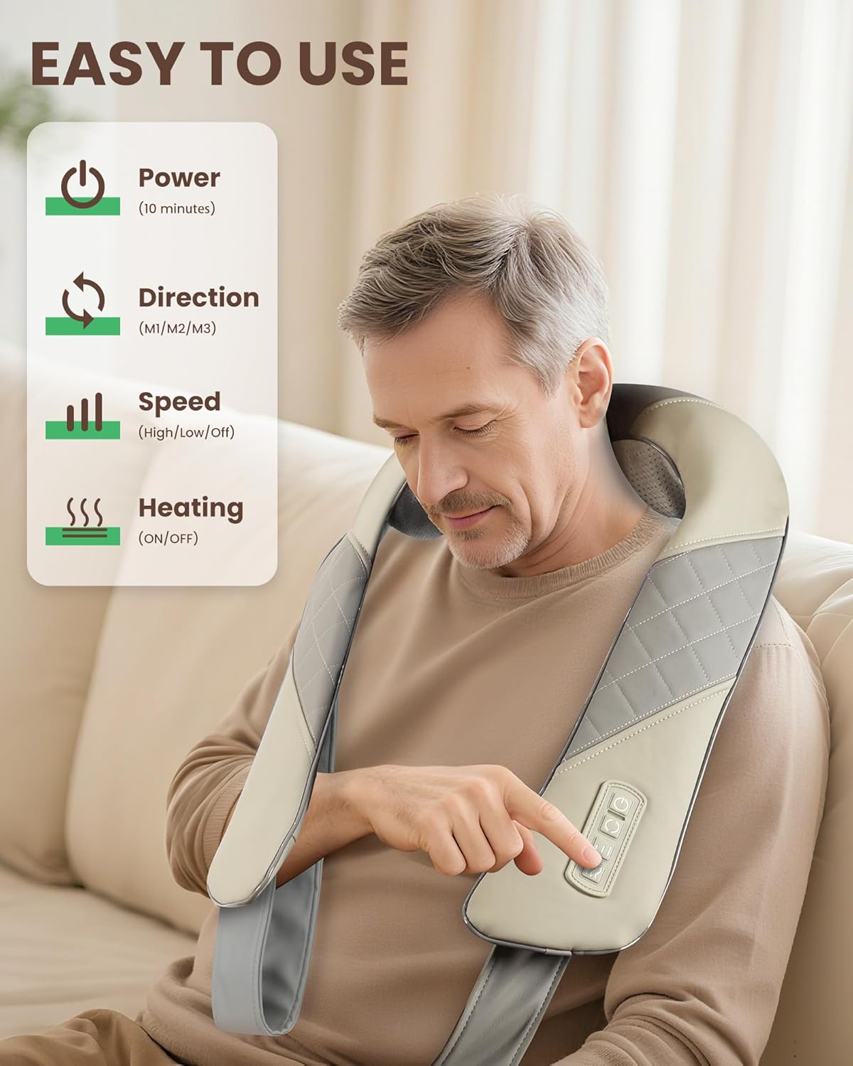 Cordless Neck Massager with Heat, Deep Kneading Neck Shoulder Massager for Pain, Shiatsu Back Massager Pillow, Gifts for Men, Women