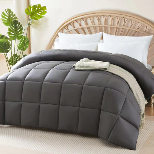 100% Viscose Made from Bamboo Comforter for Hot Sleepers- Breathable Cooling Silky Soft Duvet Insert King Size-with 8 Corner Tabs- All Season Comforter (102x90 Inches, Grey)