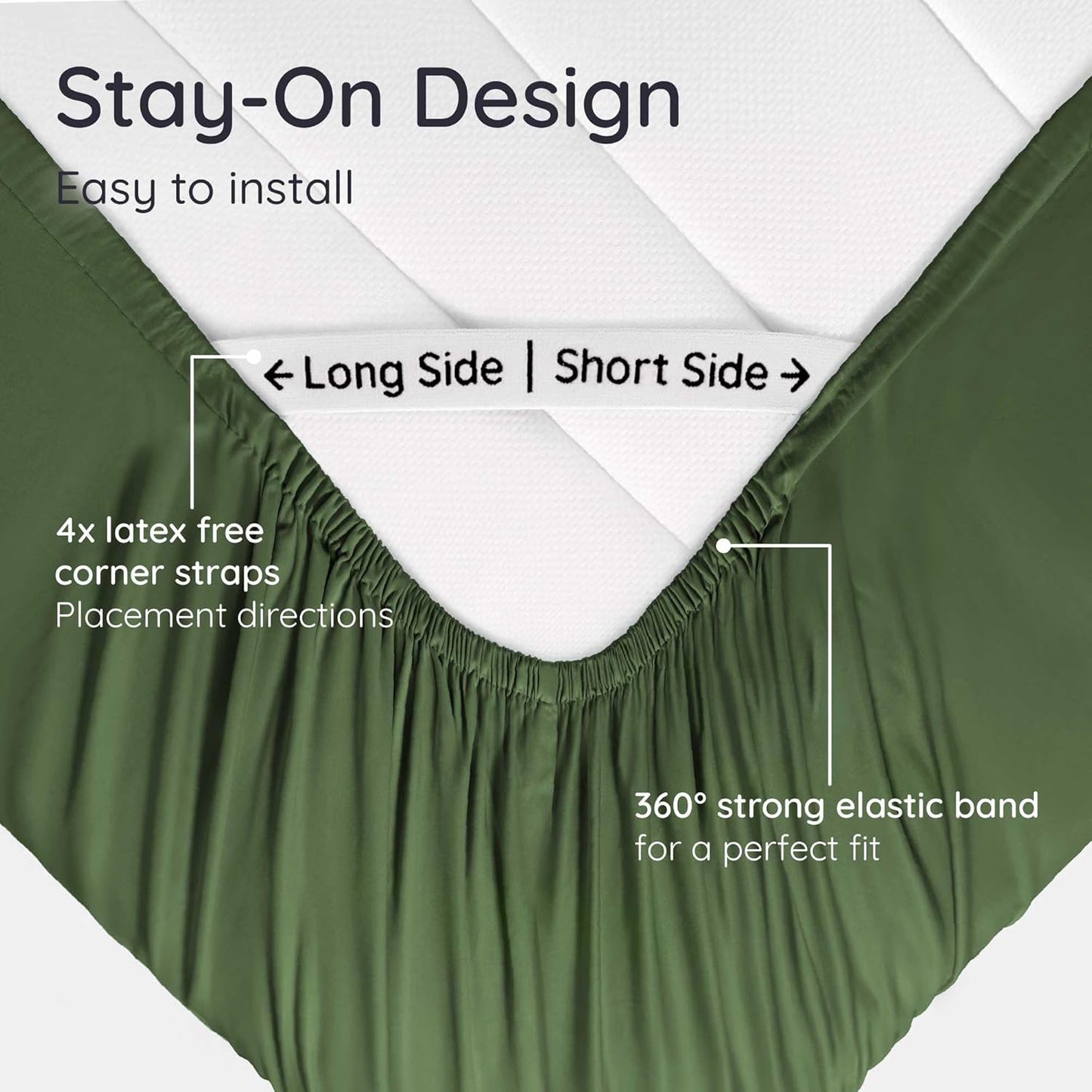 Bambaw King Fitted Sheet Only, 100% Viscose Derived from Bamboo Fitted Sheet King Size, Cooling & Soft, 16” Deep Pocket (Olive)