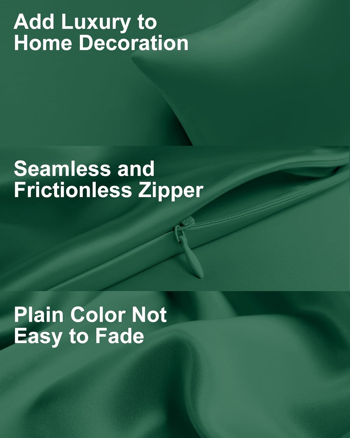 THXSILK 100% Mulberry Silk Pillowcase for Hair and Skin Heath 22 Momme, Best Gift Choice, Grade 6A+ Silk Both Sides, Hypoallergenic Pillow Cover with Zipper, 1pc(King 20"x36", Emerald Green)