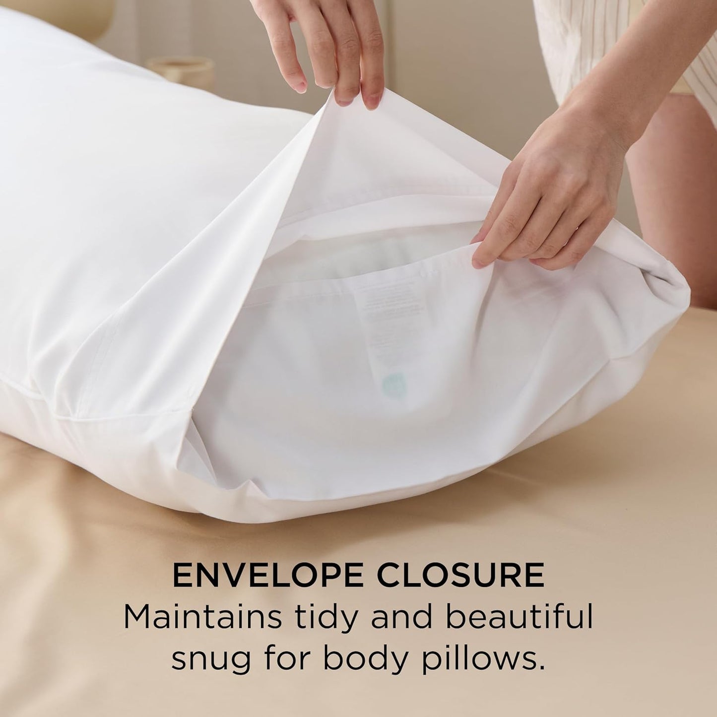 Bedsure Body Pillow Cover, Cooling Body Pillow Pillowcase for Hot Sleepers, Rayon Derived from Bamboo White Pillowcase, Breathable & Soft Long Pillow Case Cover with Envelope Closure, 20x54 Inches