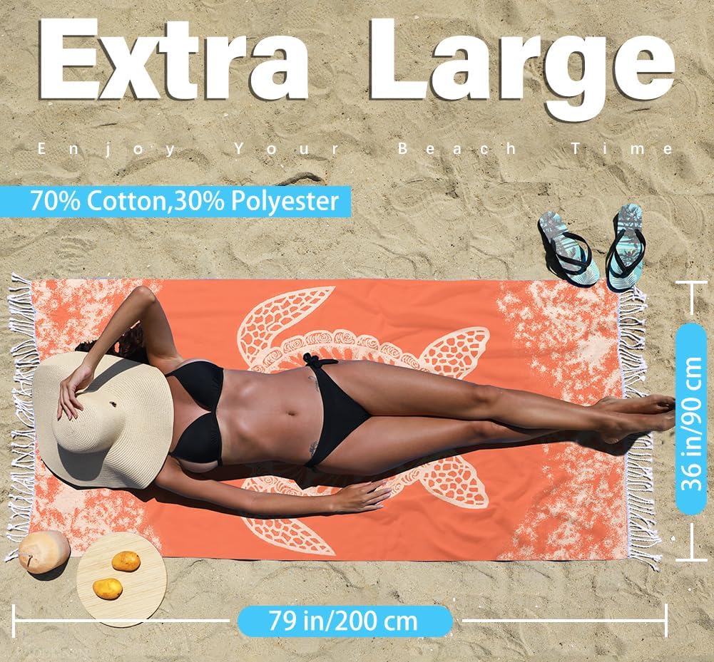 2 Pack Turkish Beach Towel Quick Dry Absorbent Cotton Lightweight Thin Bathroom Bath Pool Swim Towels Extra Large Oversized Sand Free Beach Accessories Essentials Stuff Cloud Adults Gift