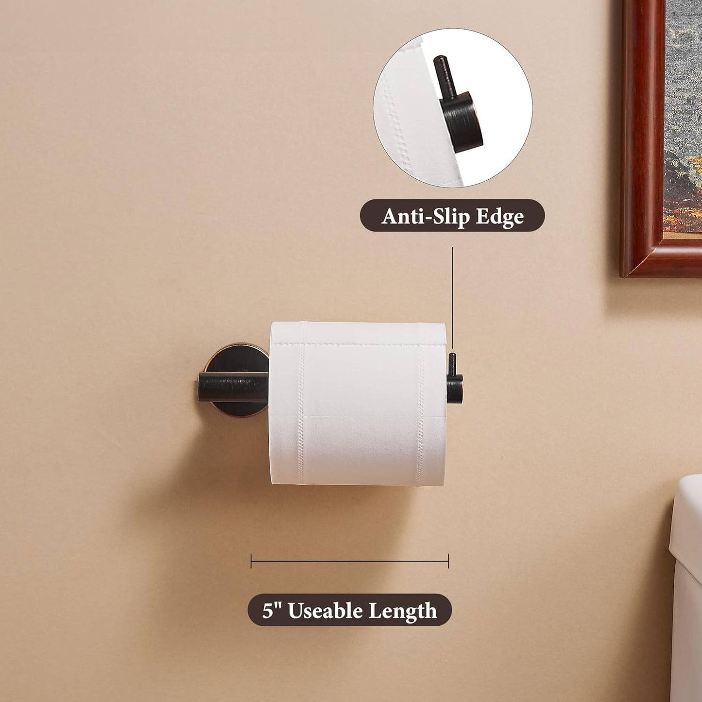 WINCASE Toilet Paper Holder Towel Holder, Oil Rubbed Bronze Bathroom Hardware Set, Hand Towel Ring Toilet Paper Roll Holder Wall Mount, Rustic Farmhouse Rustproof Stainless Steel Bathroom Accessories