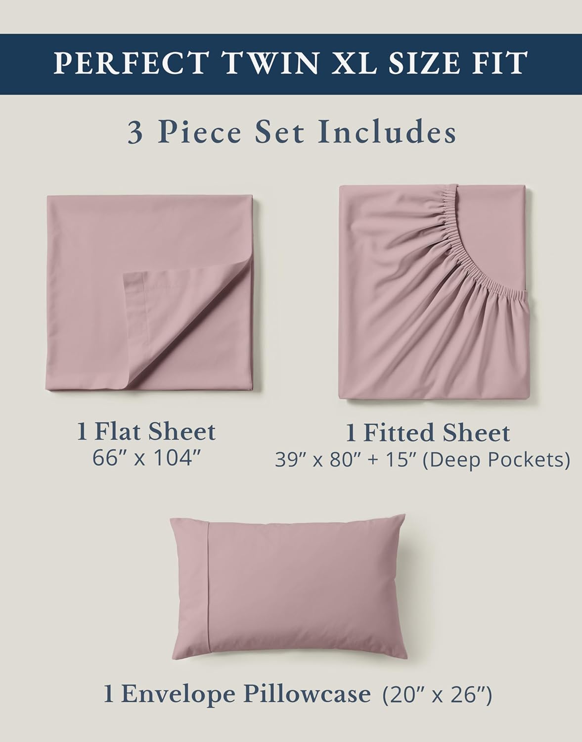 LANE LINEN 100% Organic Cotton Eco Friendly Extra Large Twin Sheets for Hospital Bed, Fully Elasticized Reinforsed Seams in Fitted Pocket, Machine Washable Deep Pocket Twin XL Bedding- Lilac